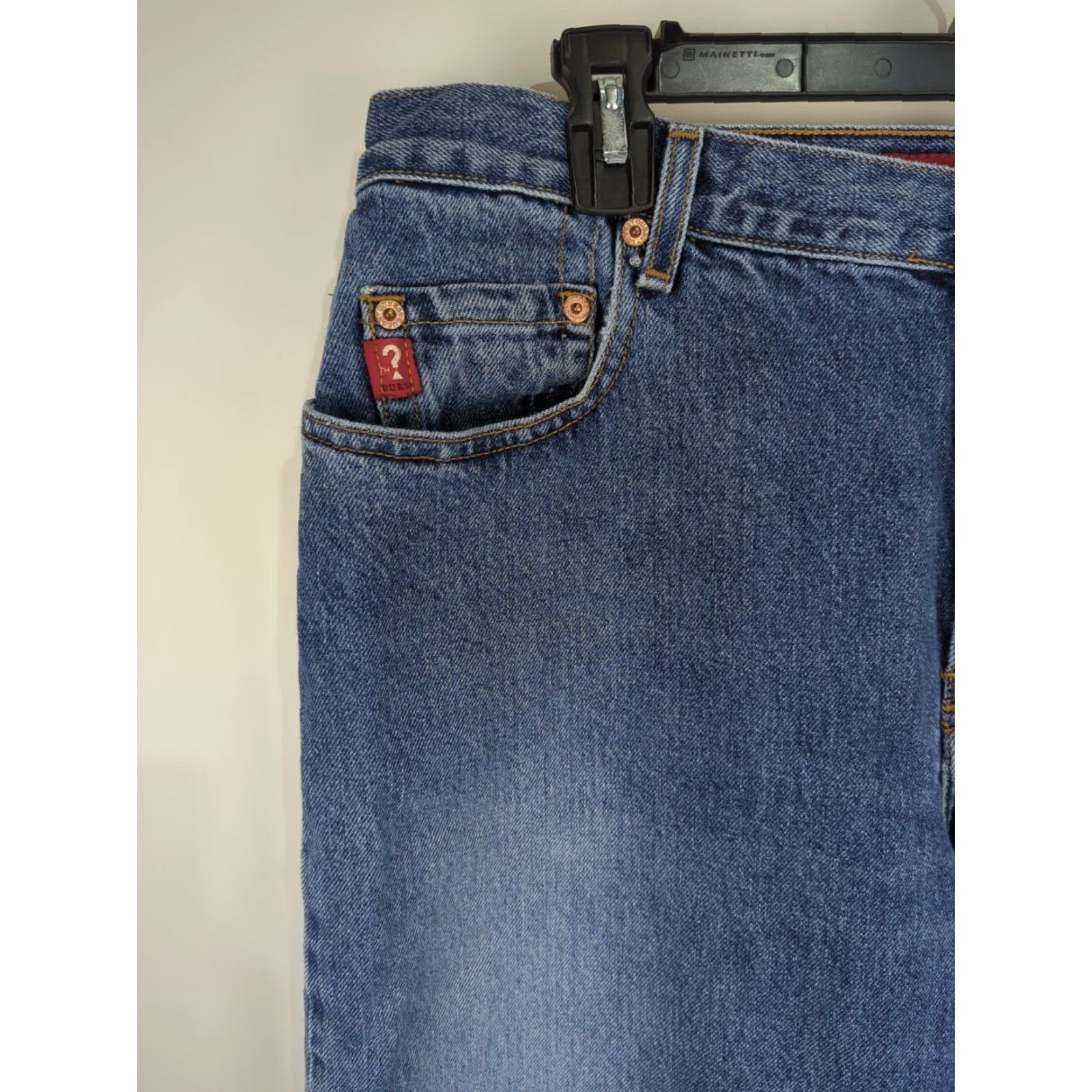Guess VINTAGE Guess USA Men's Blue Jeans Relaxed Baggy Denim 36x34 Medium Wash Jeans Mens Blue 36-34 Relaxed 5-Pocket Logo Zipper Pocket Designer 90s Theme Size US 36 / EU 52 - 3 Thumbnail