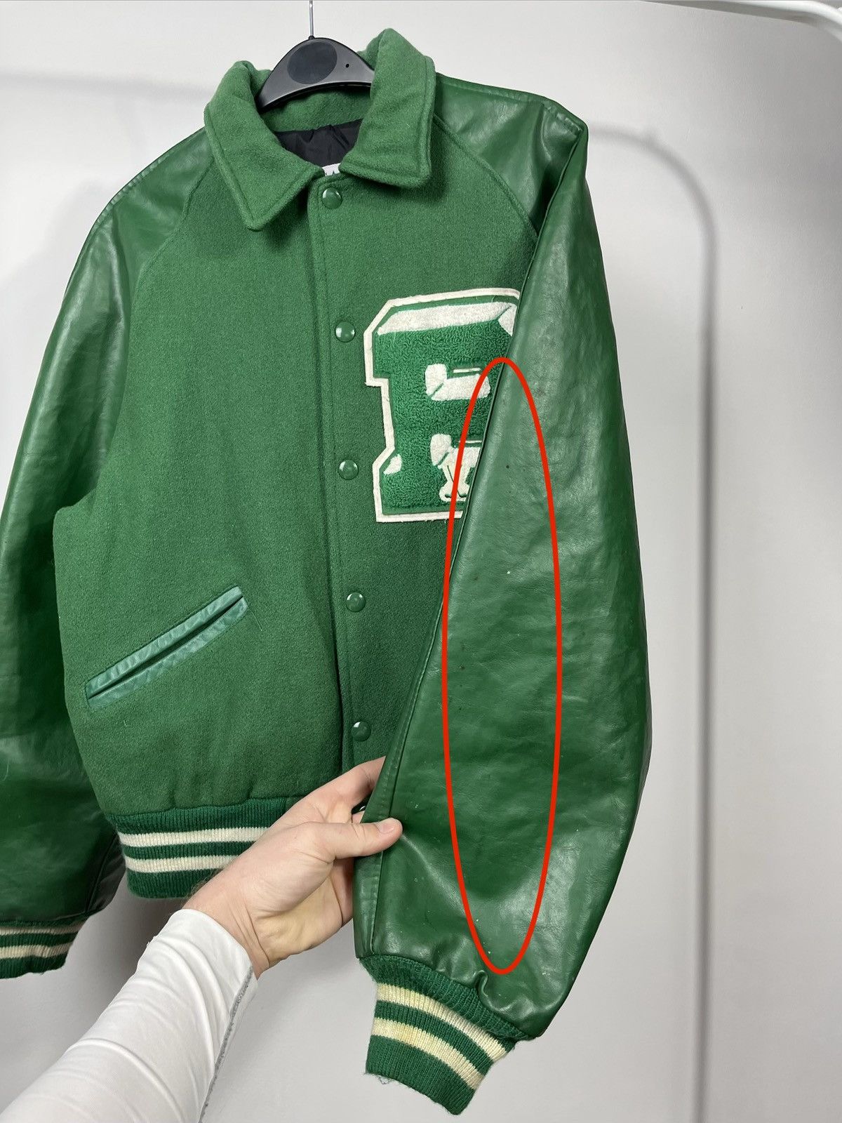 Other Vintage USA Varsity Jacket Green Wool Leather Size M Size US M / EU 48-50 / 2 - 6 Thumbnail