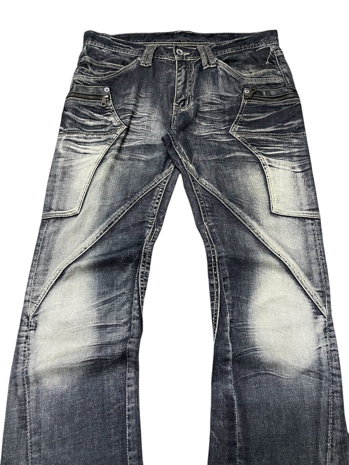Tete Homme × Tornado Mart Michel Klein Japan Panel Spiral Flared Denim Jeans Size US 30 / EU 46 - 7 Thumbnail