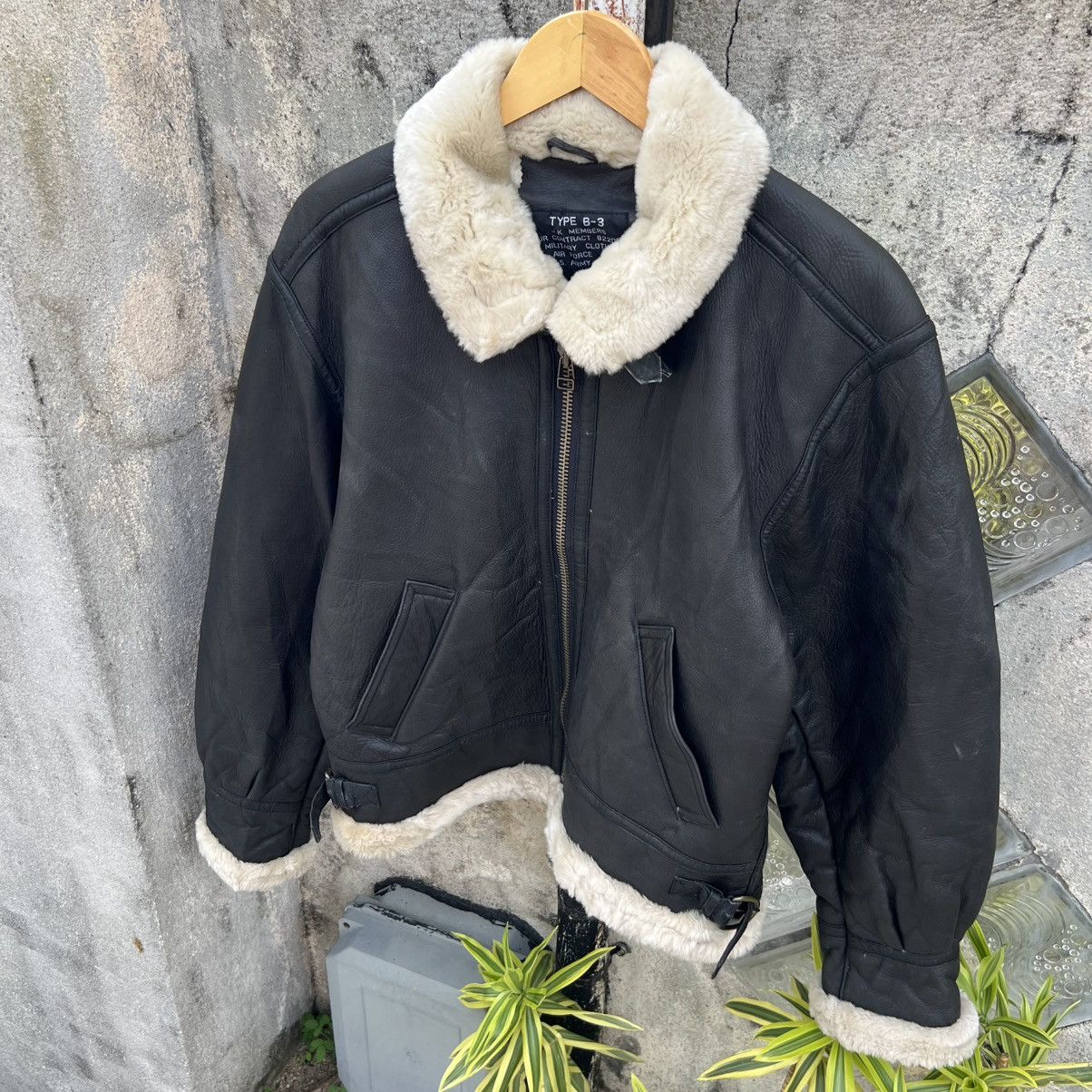 Genuine Leather “VINTAGE B-3” LEATHER FLIGHT JACKET BLACK CREAM LINED Size US M / EU 48-50 / 2 - 3 Thumbnail