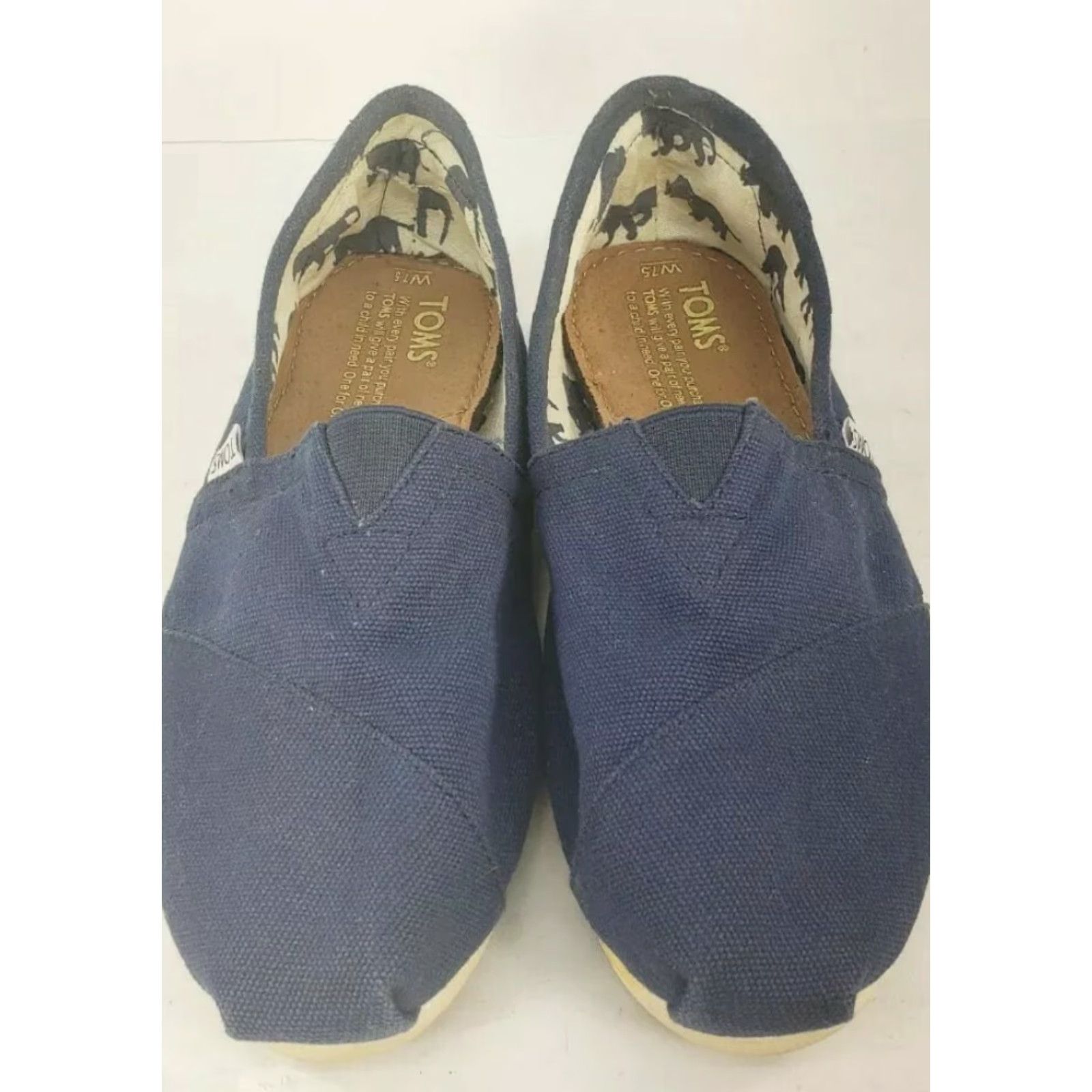 Vintage Tom's Women's Classics Navy Canvas Flats Size US 7.5 Venice Collection Flat Shoes Slips On Casual Size US 8 / IT 38 - 5 Thumbnail