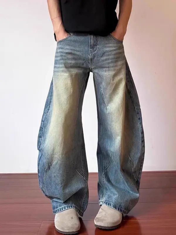 Japanese Brand VIBE Washed and Distressed Blue Wide Leg Jeans Size US 32 / EU 48 - 1 Thumbnail