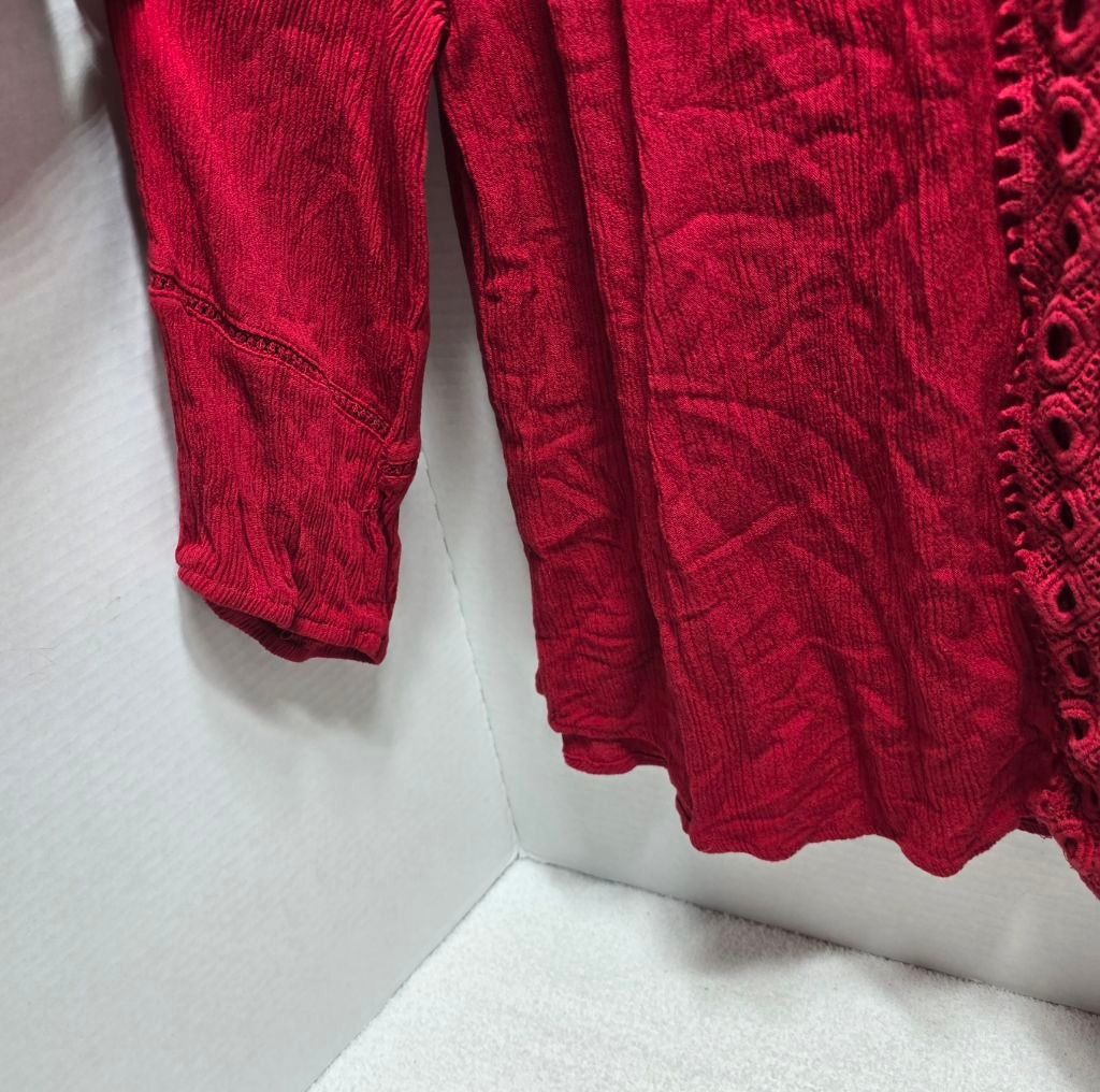 The Unbranded Brand Women's NEW DIRECTIONS Red Lace Blouse L Size L / US 10 / IT 46 - 2 Thumbnail