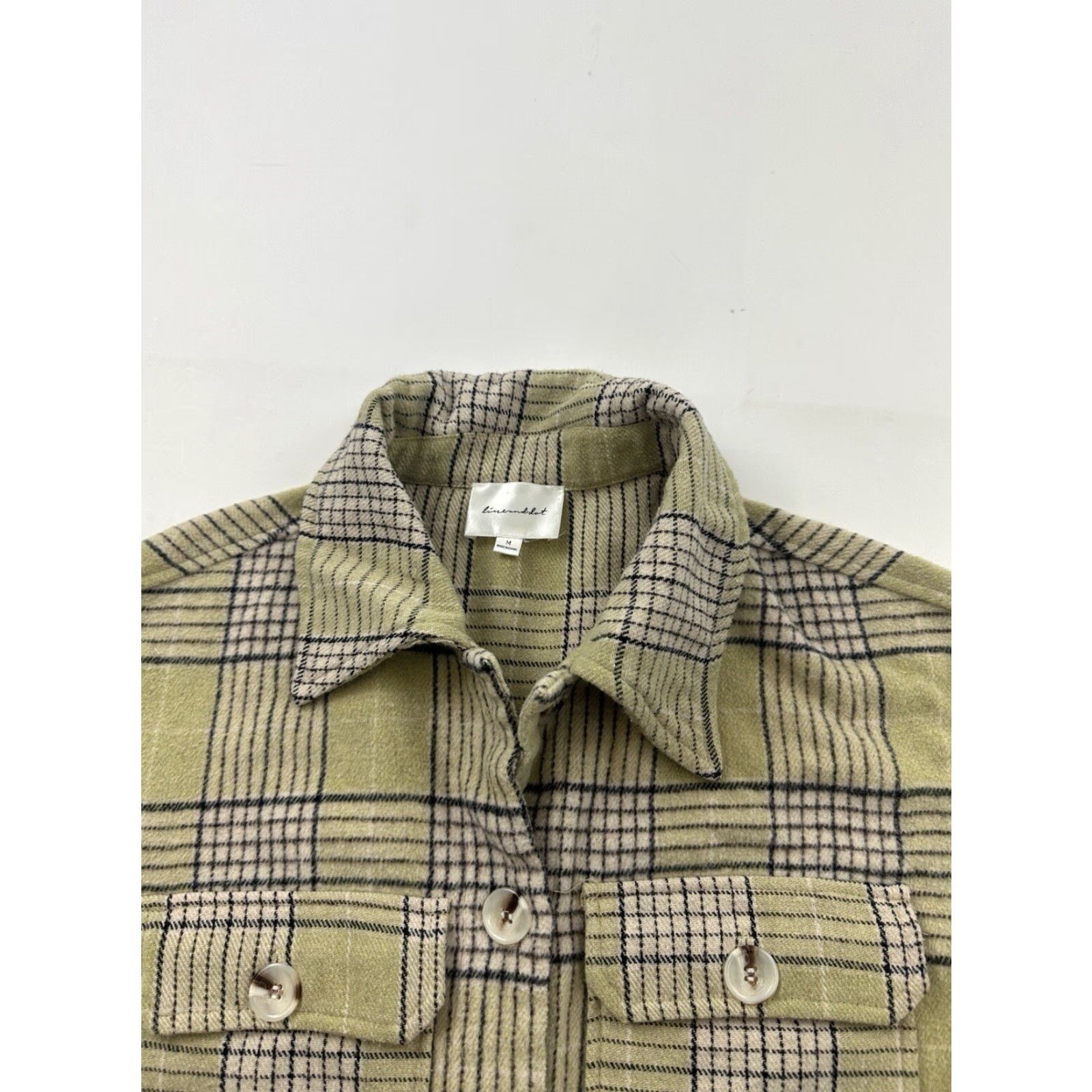 Vintage Line and Dot Jacket Womens Medium Plaid Belted Shacket Beige M Size M / US 6-8 / IT 42-44 - 2 Thumbnail