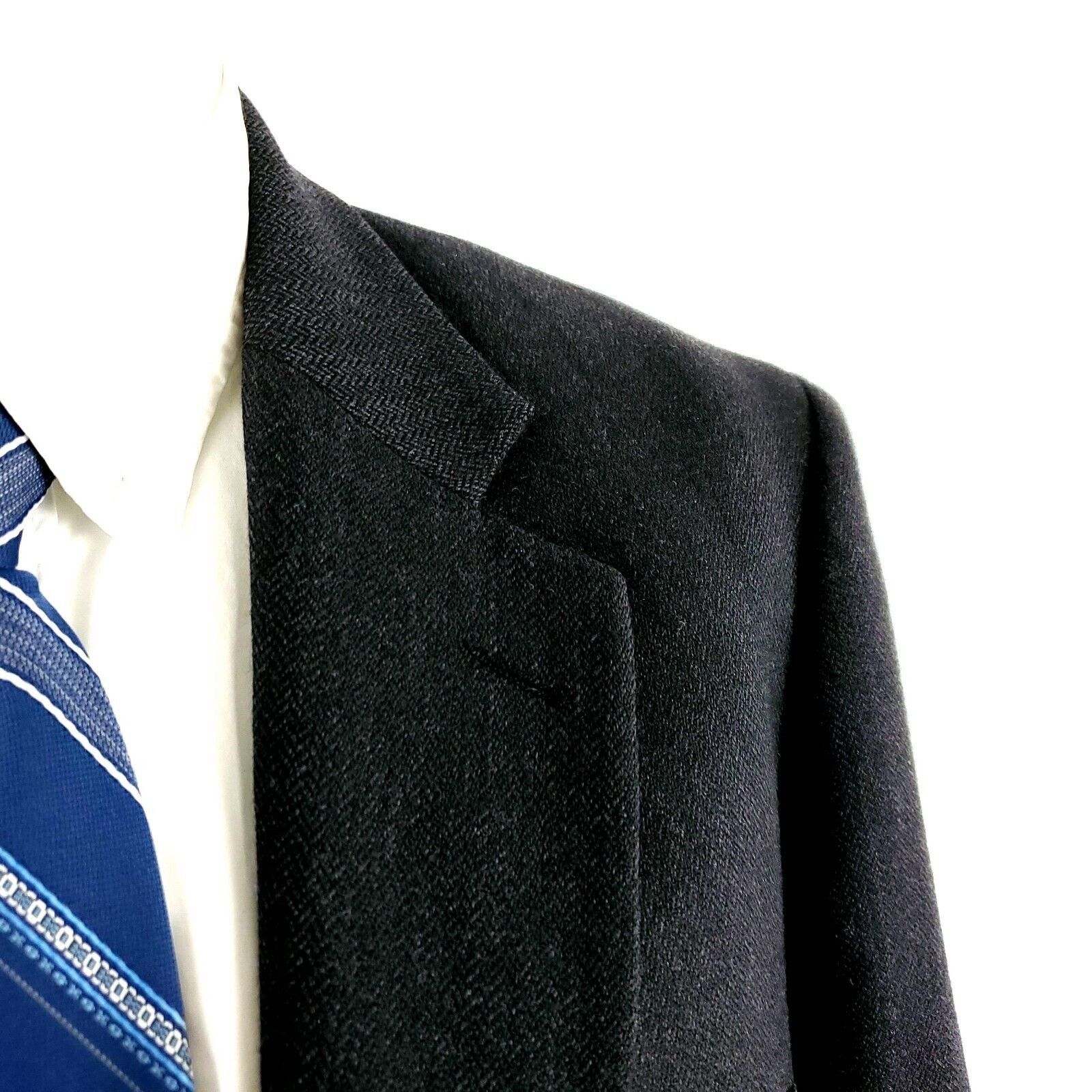 Pronto Uomo Pronto Uomo 100% Lambswool Tweed 2 Button Sport Coat 42L Gra Size 42L - 2 Thumbnail