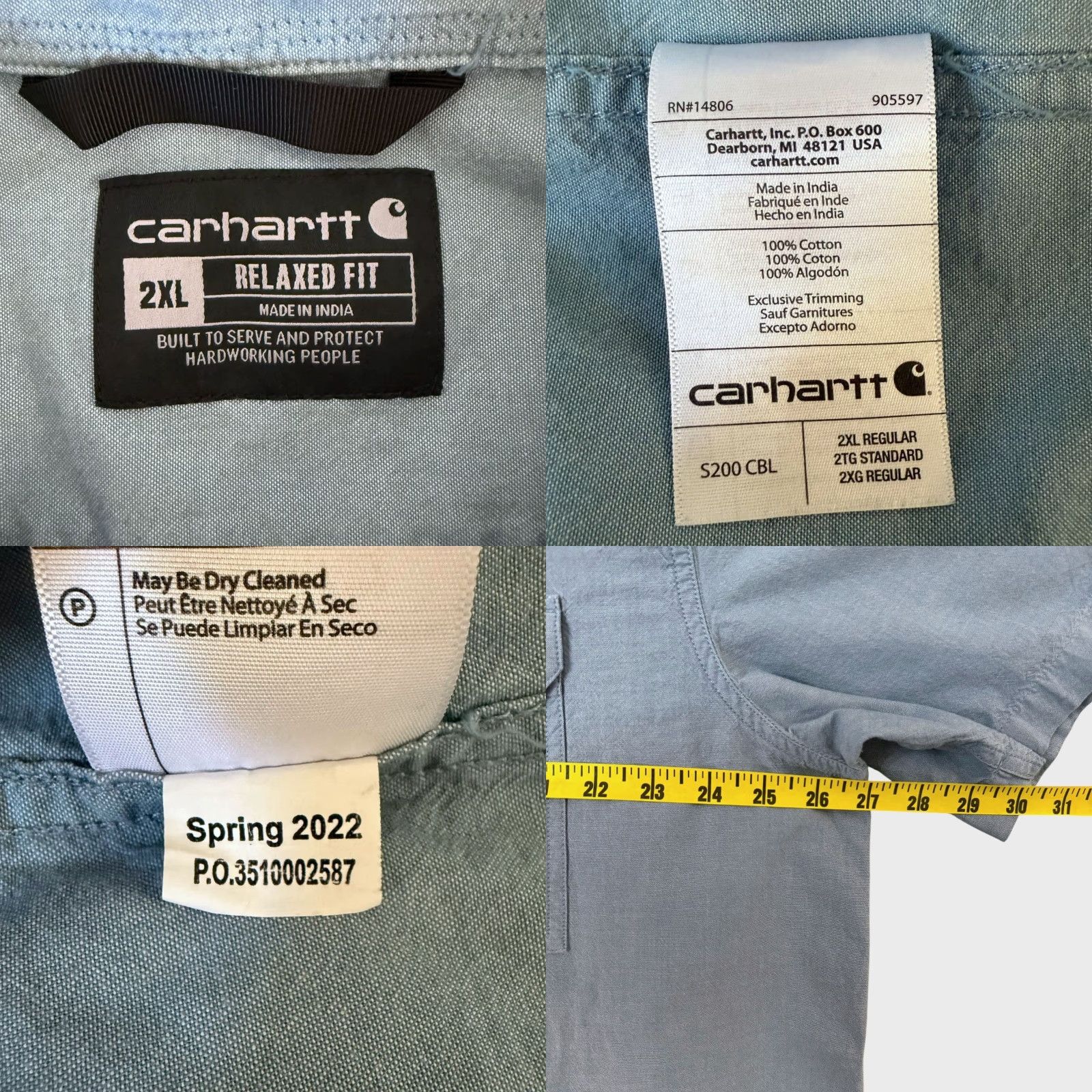 Carhartt VINTAGE Carhartt Chambray Button-Up Shirt Mens 2XL XXL Relaxed Fit Blue Classic Western Size US XXL / EU 58 / 5 - 8 Thumbnail