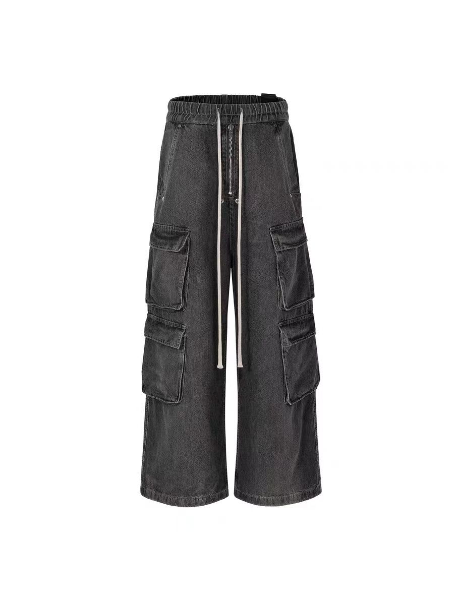Japanese Brand × Jean Washed black distressed baggy wide leg jeans Size US 34 / EU 50 - 3 Thumbnail