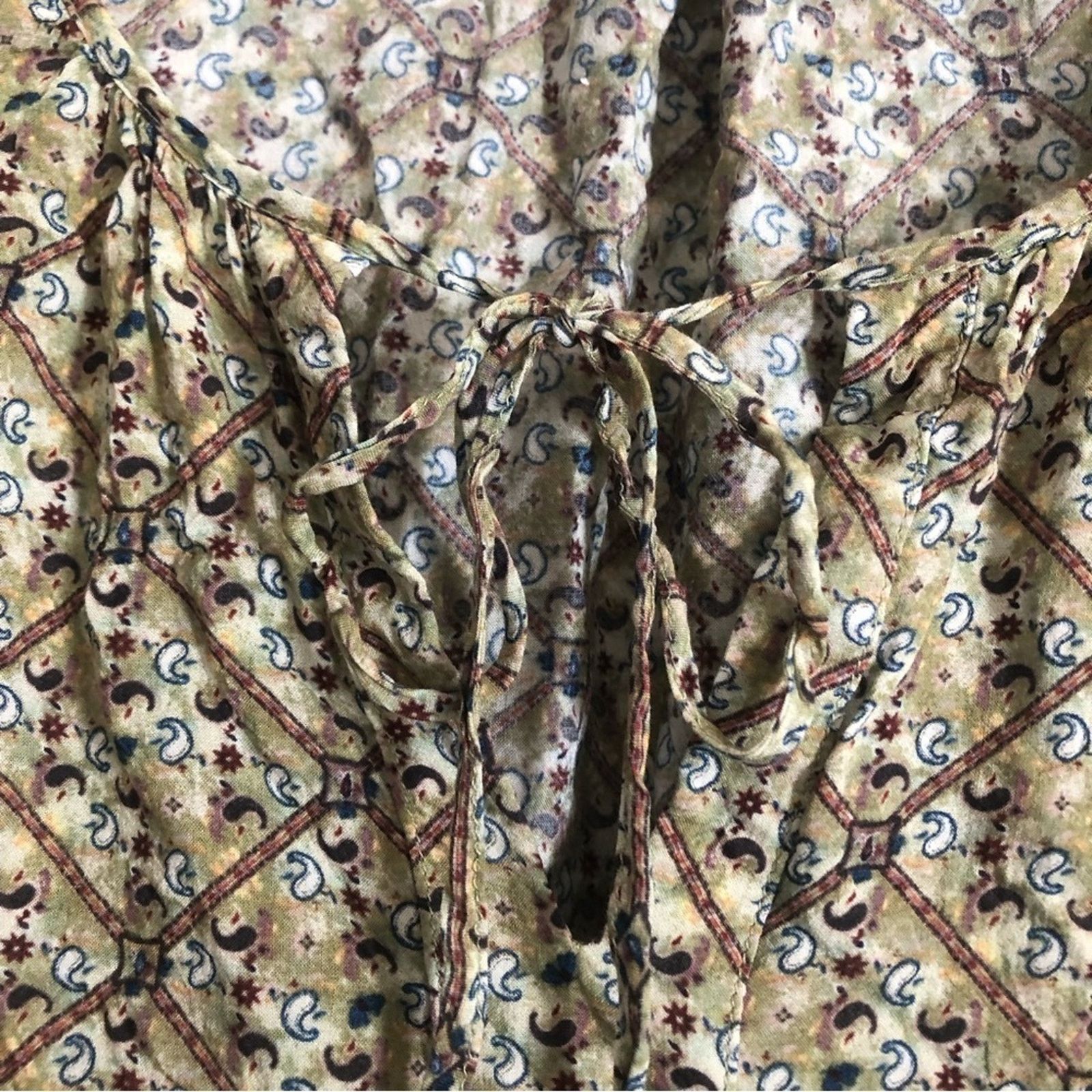 Anthropologie Anthropologie DR2 Green Floral Paisley Scoop Neck Blouse Top Size M / US 6-8 / IT 42-44 - 3 Thumbnail