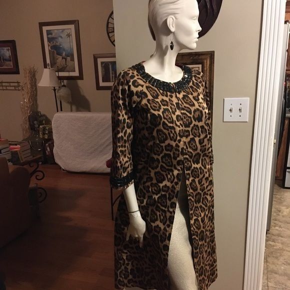 Vintage Newport News Women’s Jeweled Leopard Print 3/4 Sleeved Coat Size S / US 4 / IT 40 - 6 Thumbnail
