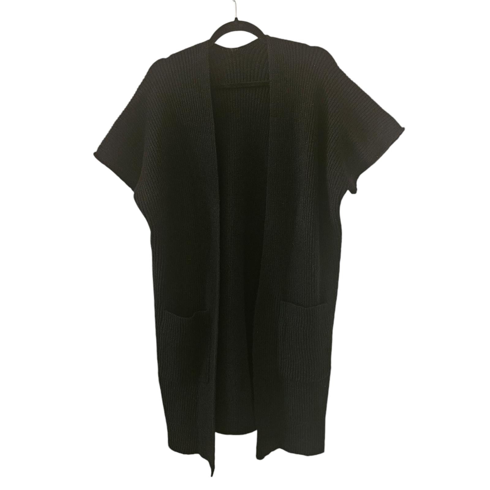 Designer Chic Black Knit Open Cardigan with Pockets SZ SM Size S / US 4 / IT 40 - 1 Thumbnail