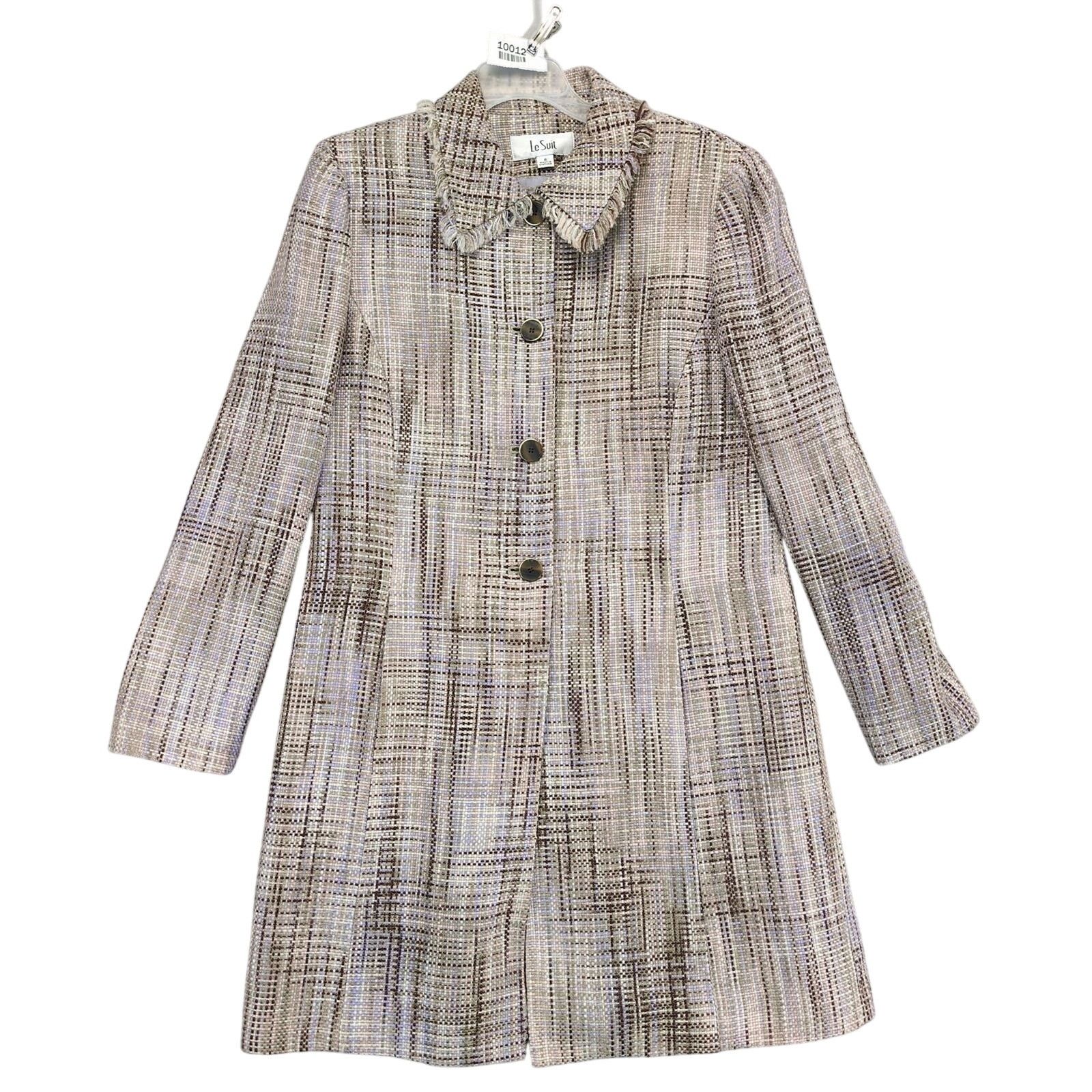 Vintage Vintage Le Suit Women's 8 Tweed Long Coat, Fringe Collar Size M / US 6-8 / IT 42-44 - 1 Thumbnail