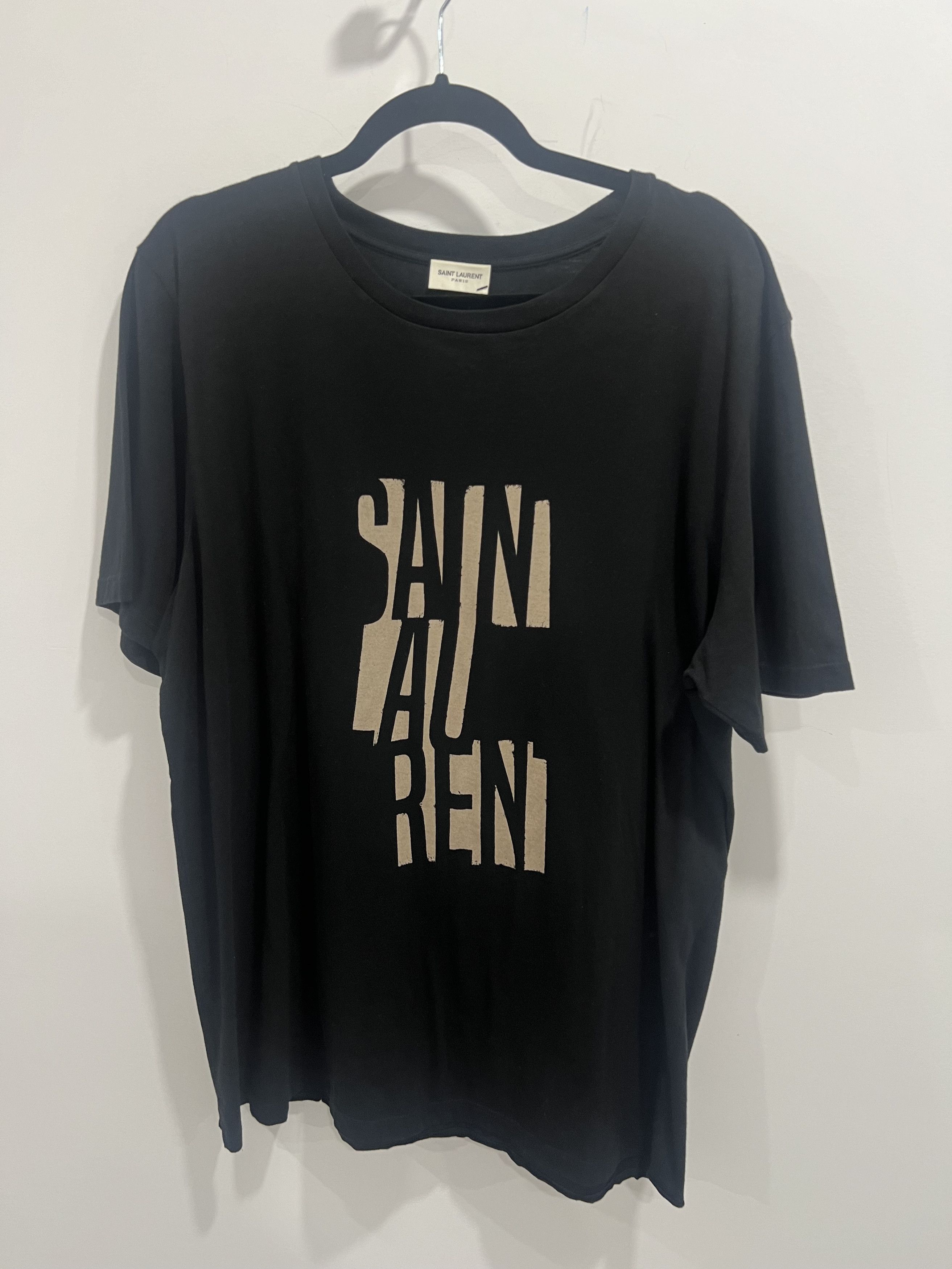 image of YVES Saint Laurent Logo Tee in Black, Men's (Size XL)