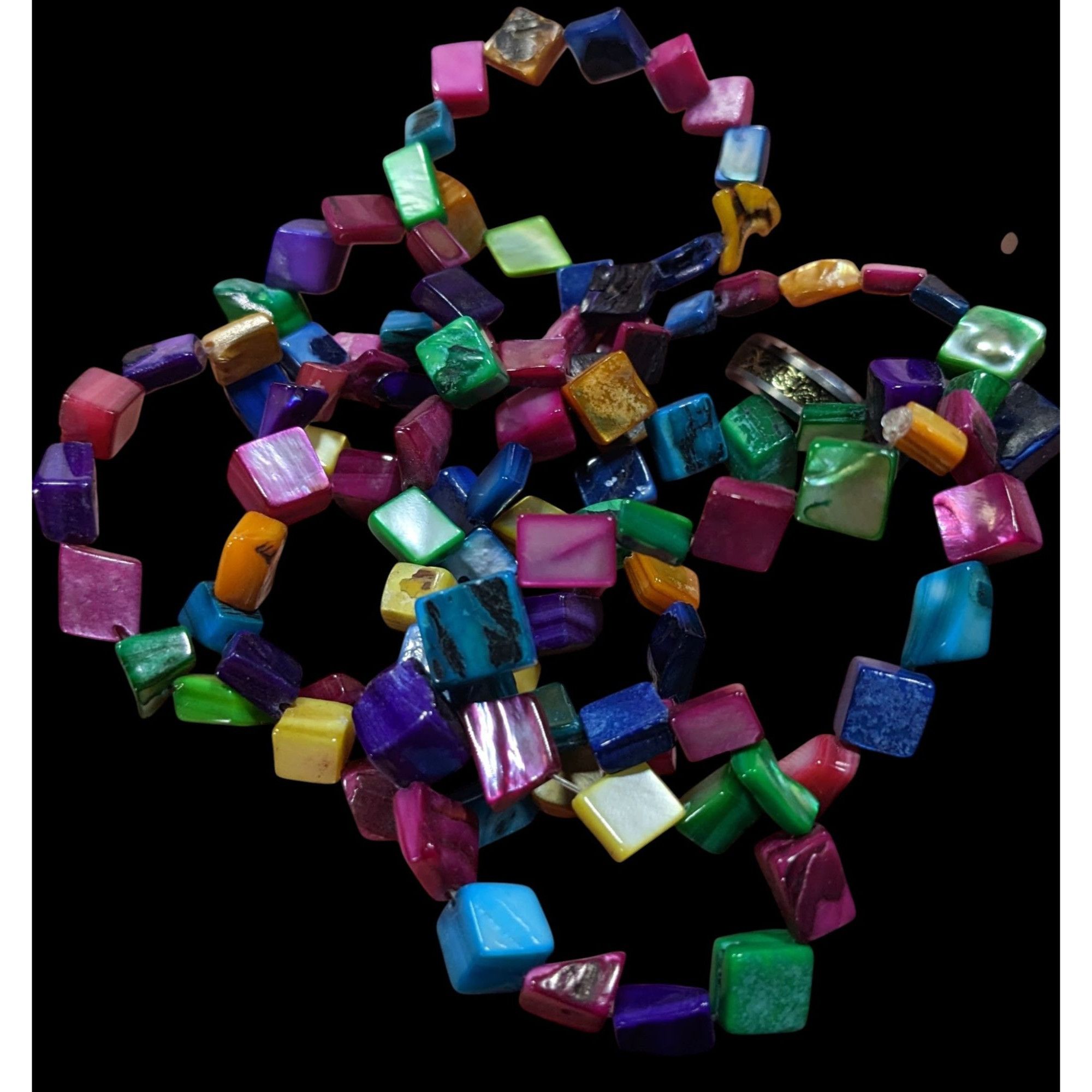 Other Rainbow Dyed Square Shell Chip Beaded Necklace Size ONE SIZE - 2 Thumbnail