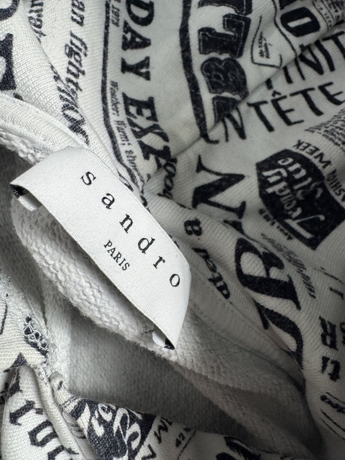 Sandro Sandro Paris Newspaper Monogram Hoodie Size US S / EU 44-46 / 1 - 5 Thumbnail