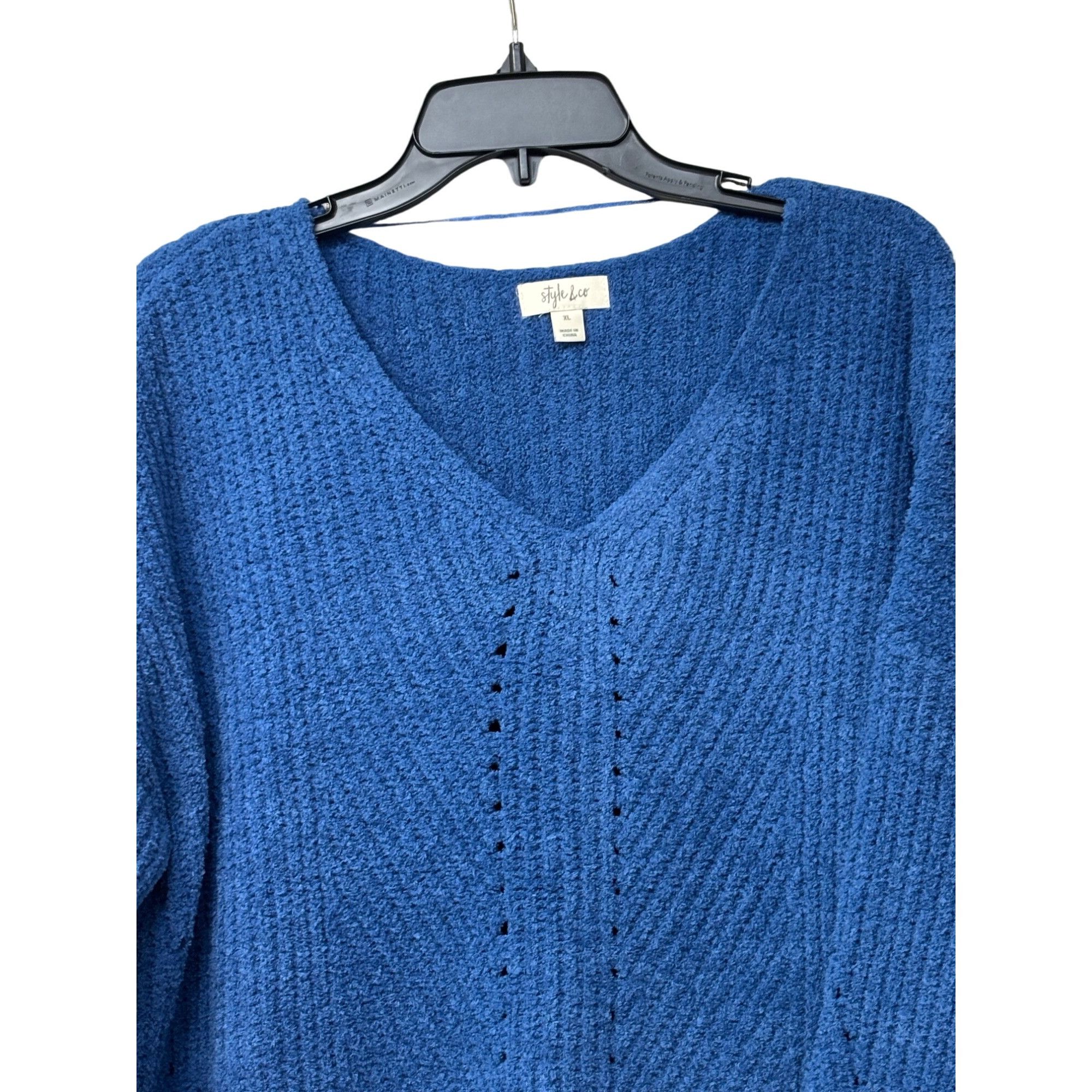Other Style & Co Cozy Chenille V-Neck Sweater, Ocean Tide (Blue), Size XL / US 12-14 / IT 48-50 - 3 Thumbnail