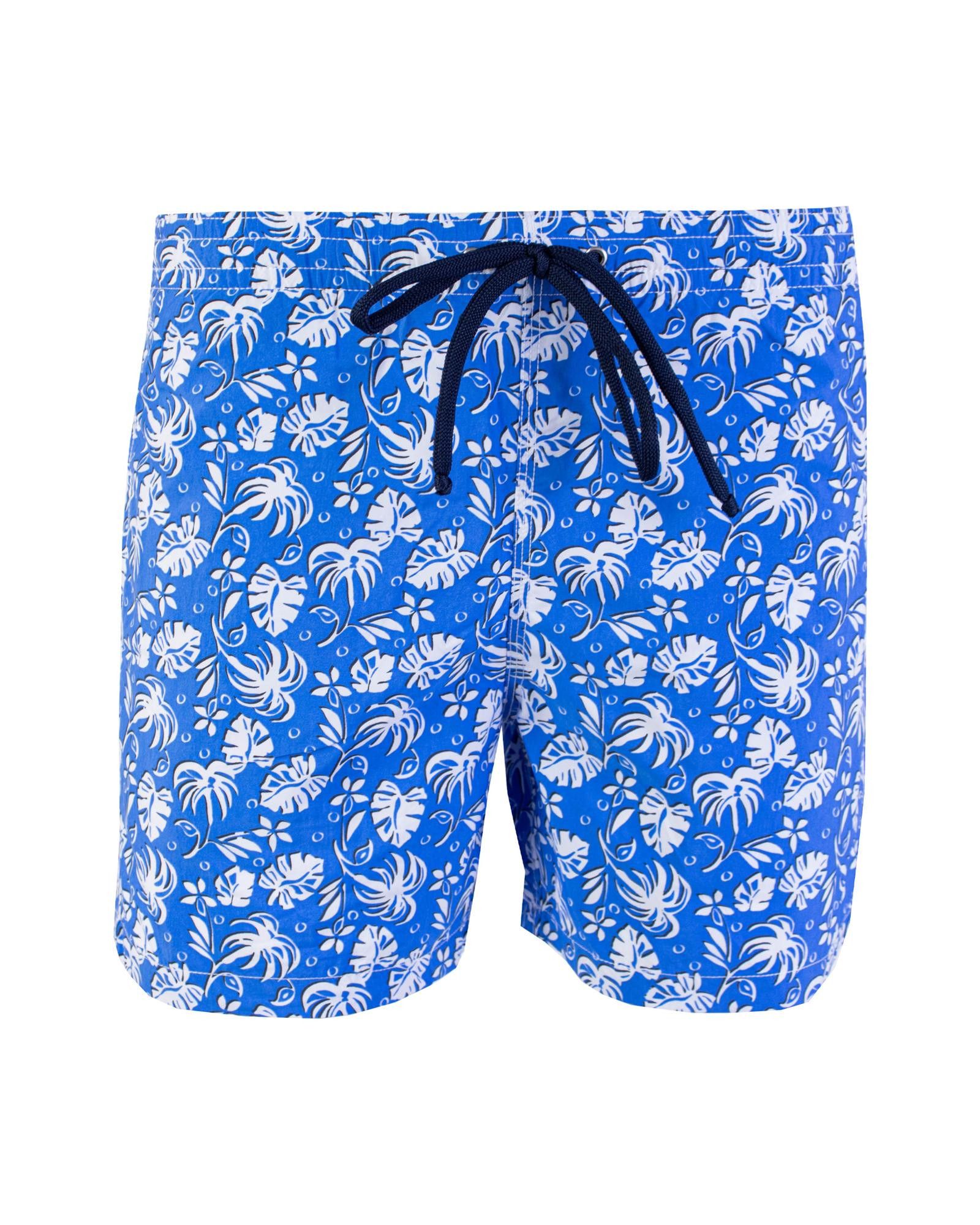 image of Malo Printed Swim Shorts With Adjustable Strap And Pockets in Blue, Men's (Size 38)