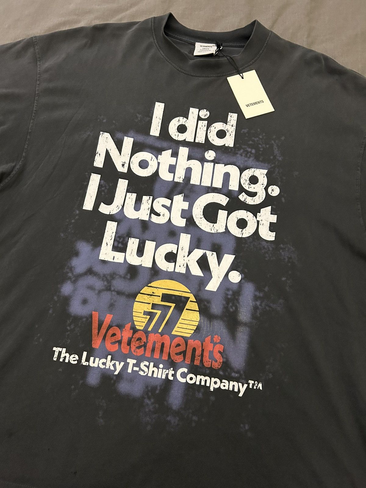Vetements I Just Got Lucky I Did Nothing Faded Tee