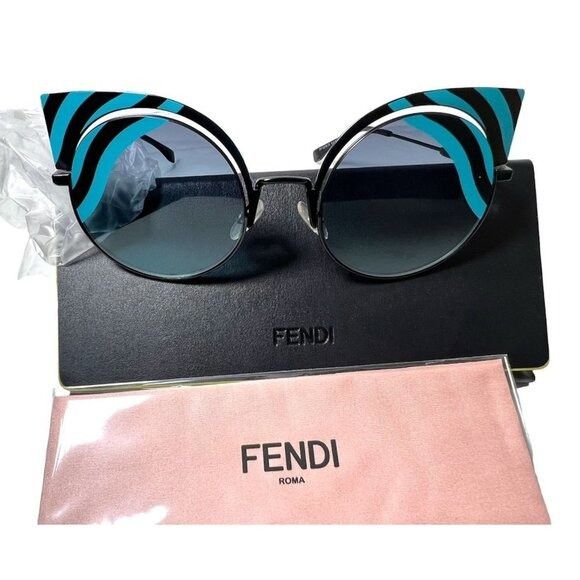 Fendi Fendi Womens Blue Cat Eyes Metal Frame 53mm Modified Sunglas Size ONE SIZE - 1 Thumbnail