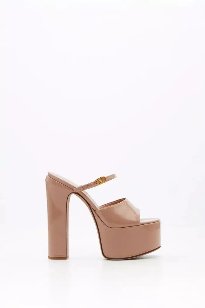 Valentino o1s1wg110426 Tan-Go Platform Patent Sandals in Beige Size US 12 / IT 42 - 1 Thumbnail
