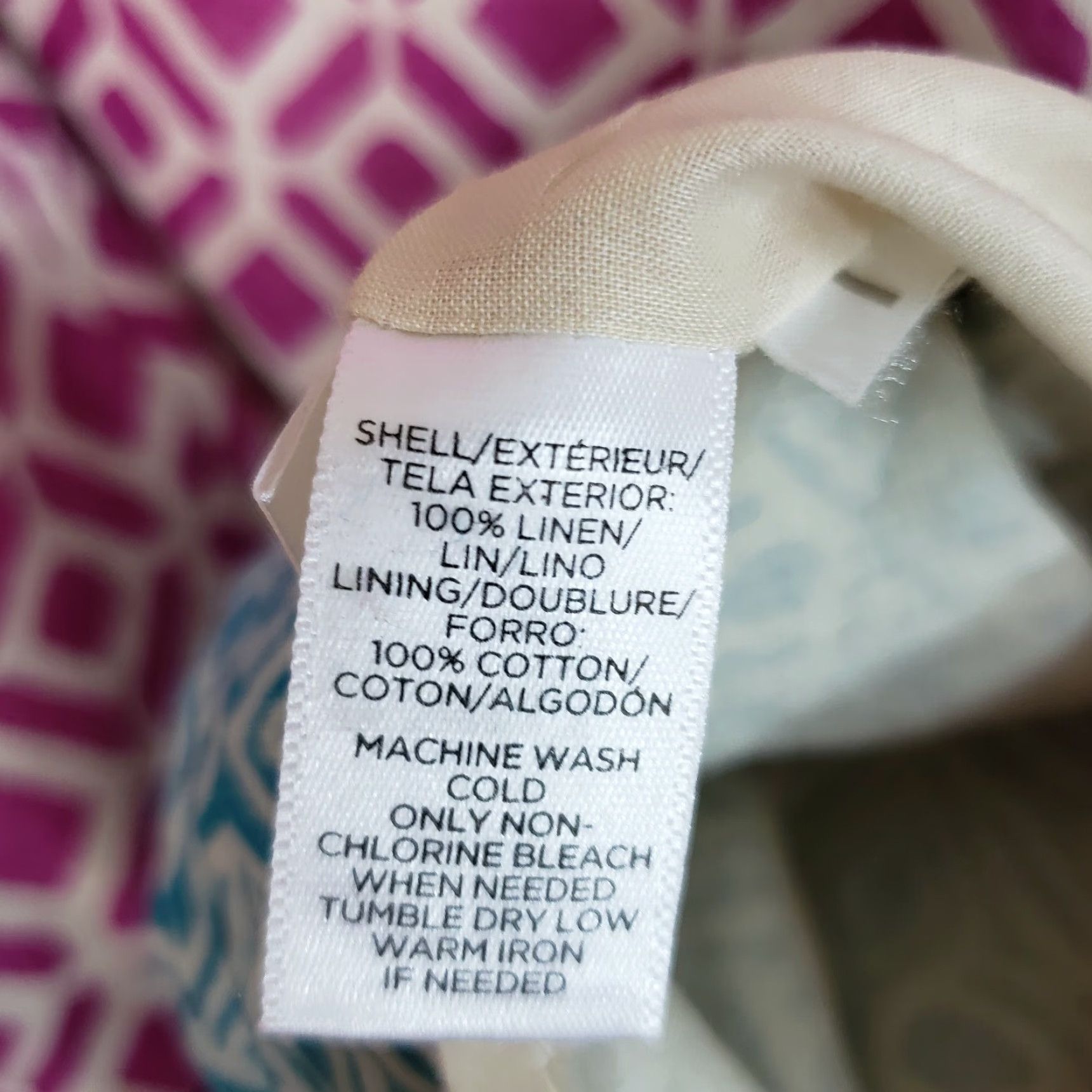 Loft LOFT Ann Taylor Womens Dress Sleeveless Linen Zip Pink Teal Size 8 Short 34.5" 18" Length Round Neck Shirt/Shift Womens Size M / US 6-8 / IT 42-44 - 5 Thumbnail
