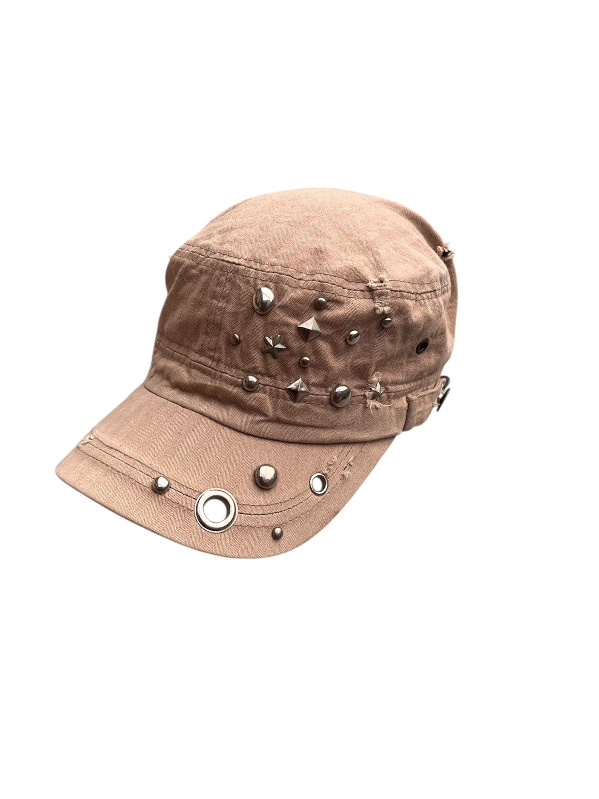 If Six Was Nine × Japanese Brand × Le Grande Bleu (L.G.B.) JAPANESE TWO FOLD DISTRESSED STUDED CADET HAT PUNK Y2K Size ONE SIZE - 1 Thumbnail