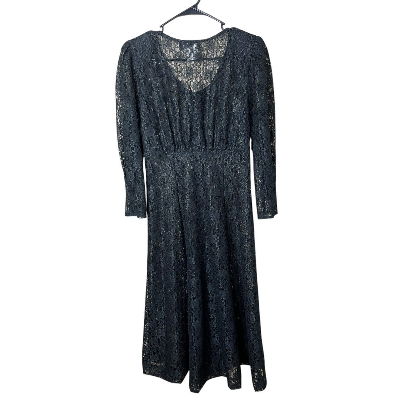 Other Vintage Jazz II Black Lace Long Sleeve Maxi Dress Sheer Size Size M / US 6-8 / IT 42-44 - 10 Thumbnail