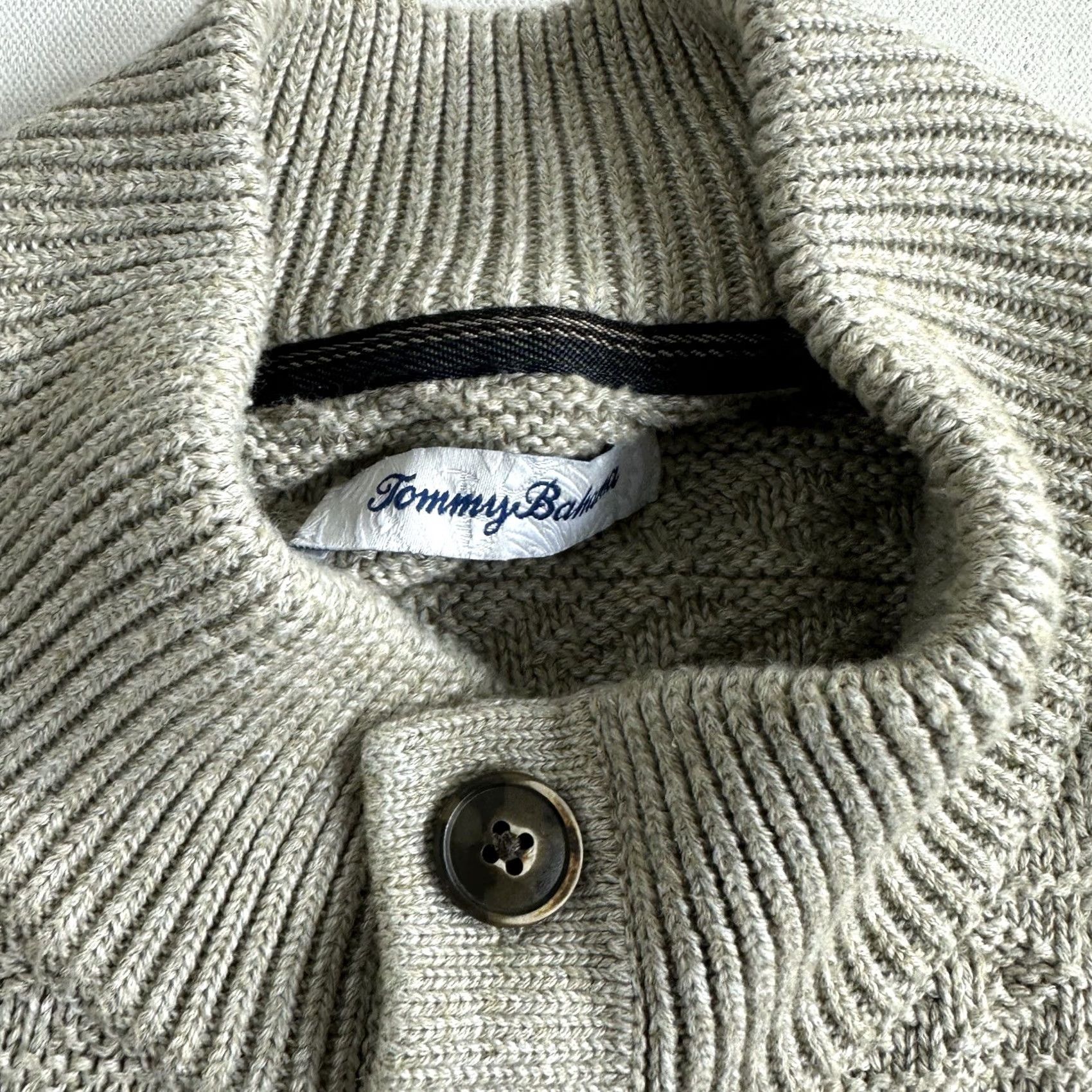 Tommy Bahama Tommy Bahama Sorrento Beach Button Mock Sweater Mens Size XL Beige Cable Knit Size US XL / EU 56 / 4 - 5 Thumbnail