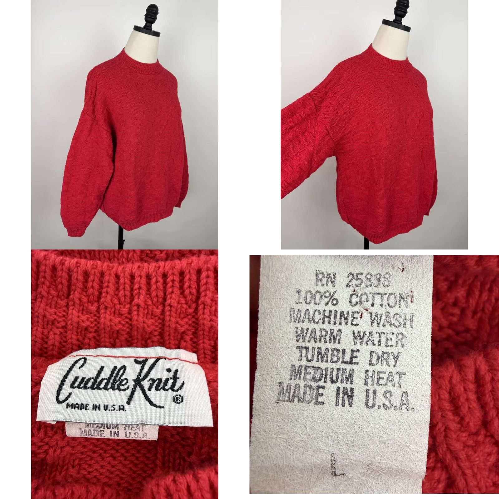 Vintage VINTAGE Cuddle Knit Sweater Womens Large Red Floral Cotton Knit Pullover 80s 90s Christmas Womens Size L / US 10 / IT 46 - 8 Thumbnail