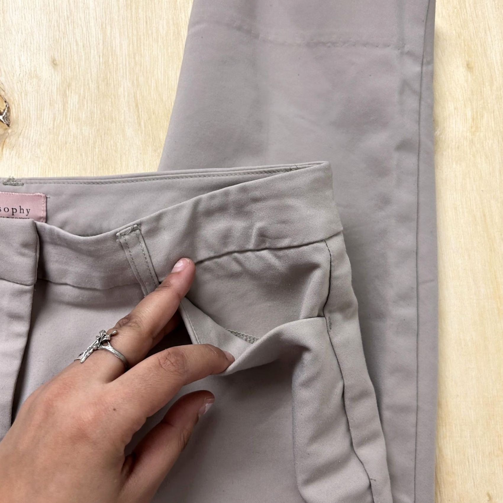 Vintage VINTAGE? No. Philosophy Dress Pants Womens 8 Gray Twill Straight Leg Stretch Career Office Ladies Pants Size 30" / US 8 / IT 44 - 3 Thumbnail