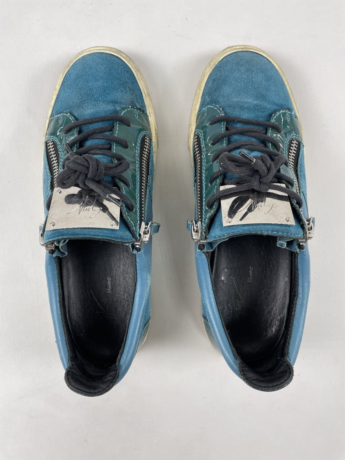 Designer × Giuseppe Zanotti Frankie Leather-Suede Double-Zip Low-Top Sneakers Shoes Size US 8.5 / IT 38.5 - 5 Thumbnail