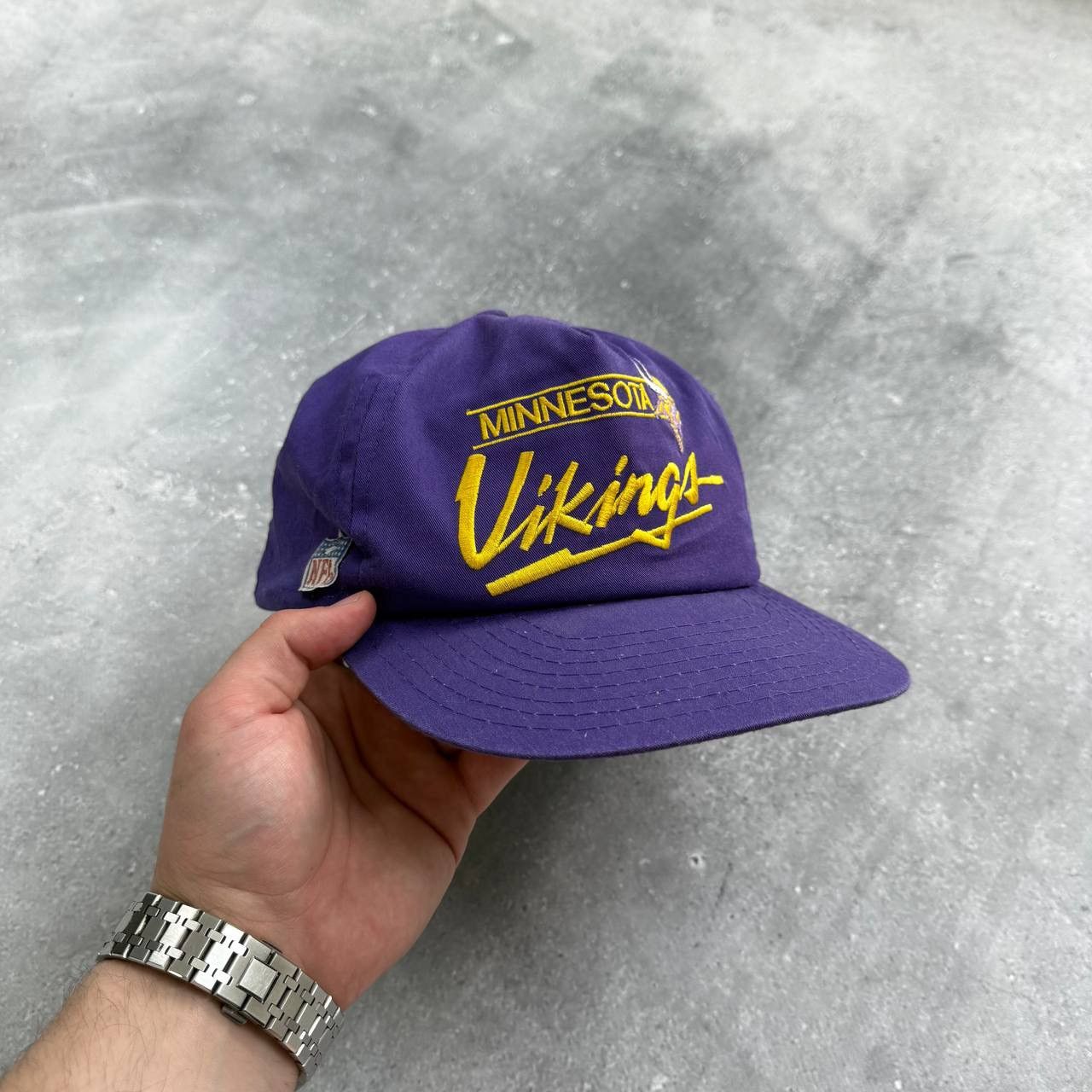 NHL Vintage 80s Minnesota Vikings NFL Script Logo Euro Cap Size ONE SIZE - 1 Thumbnail