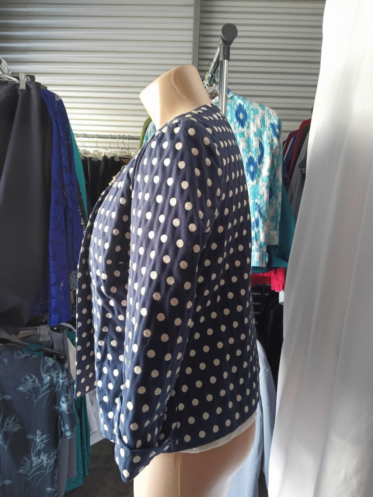 Charter Club Charter Club Women's Navy Polka Dot Blazer - Size Medium Size M / US 6-8 / IT 42-44 - 2 Thumbnail