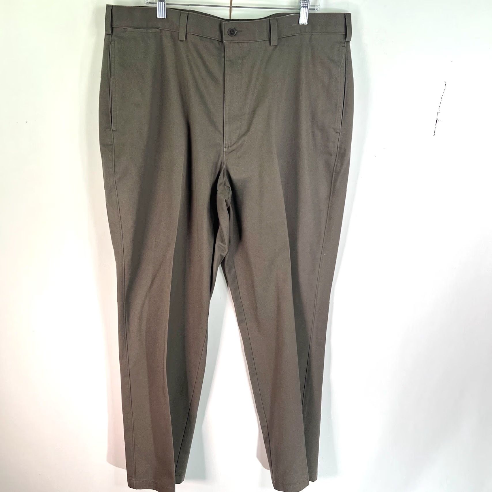 Savane VINTAGE Savane Men's Dress Pants 40 Brown Cotton Flat Front Regular Fit Comfort Waist Straight Leg Size US 40 / EU 56 - 2 Thumbnail