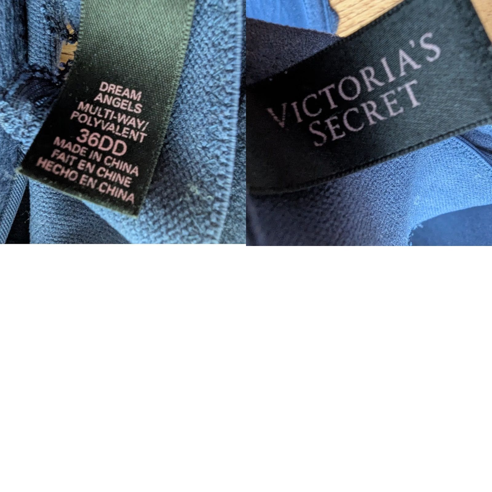 Victoria's Secret Victoria's Secret Dream Angels Bra Navy Blue Lace Trim 36DD Strapless Underwired Balconette Multyway Hook & Eye Size ONE SIZE - 8 Thumbnail