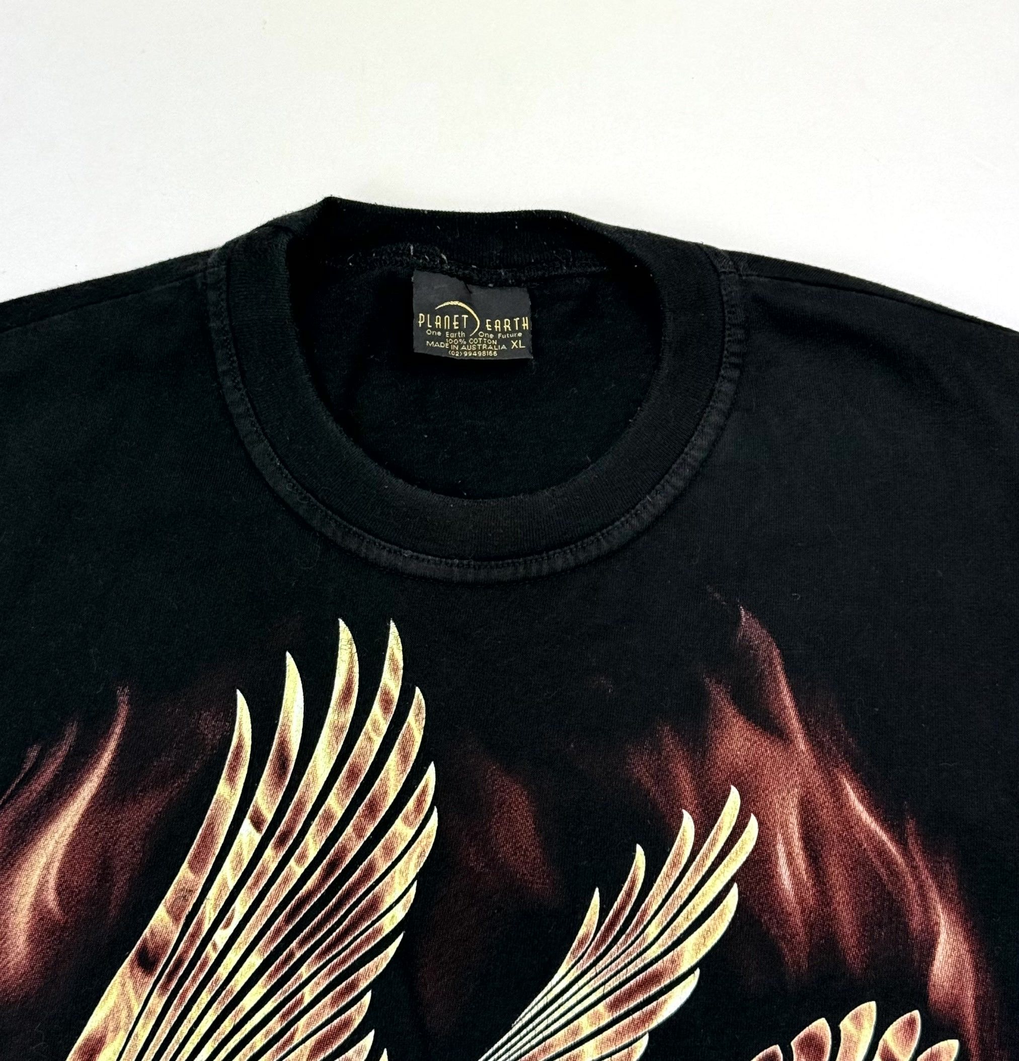 Vintage Vintage Planet Earth Australia Flaming Biker Eagle T-Shirt Size US XL / EU 56 / 4 - 3 Thumbnail