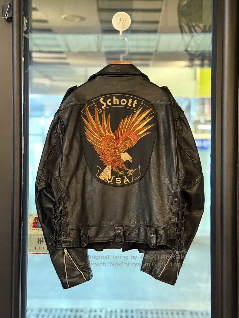 Schott Schott Cowhide embroidered leather jacket Size US XL / EU 56 / 4 - 1 Thumbnail