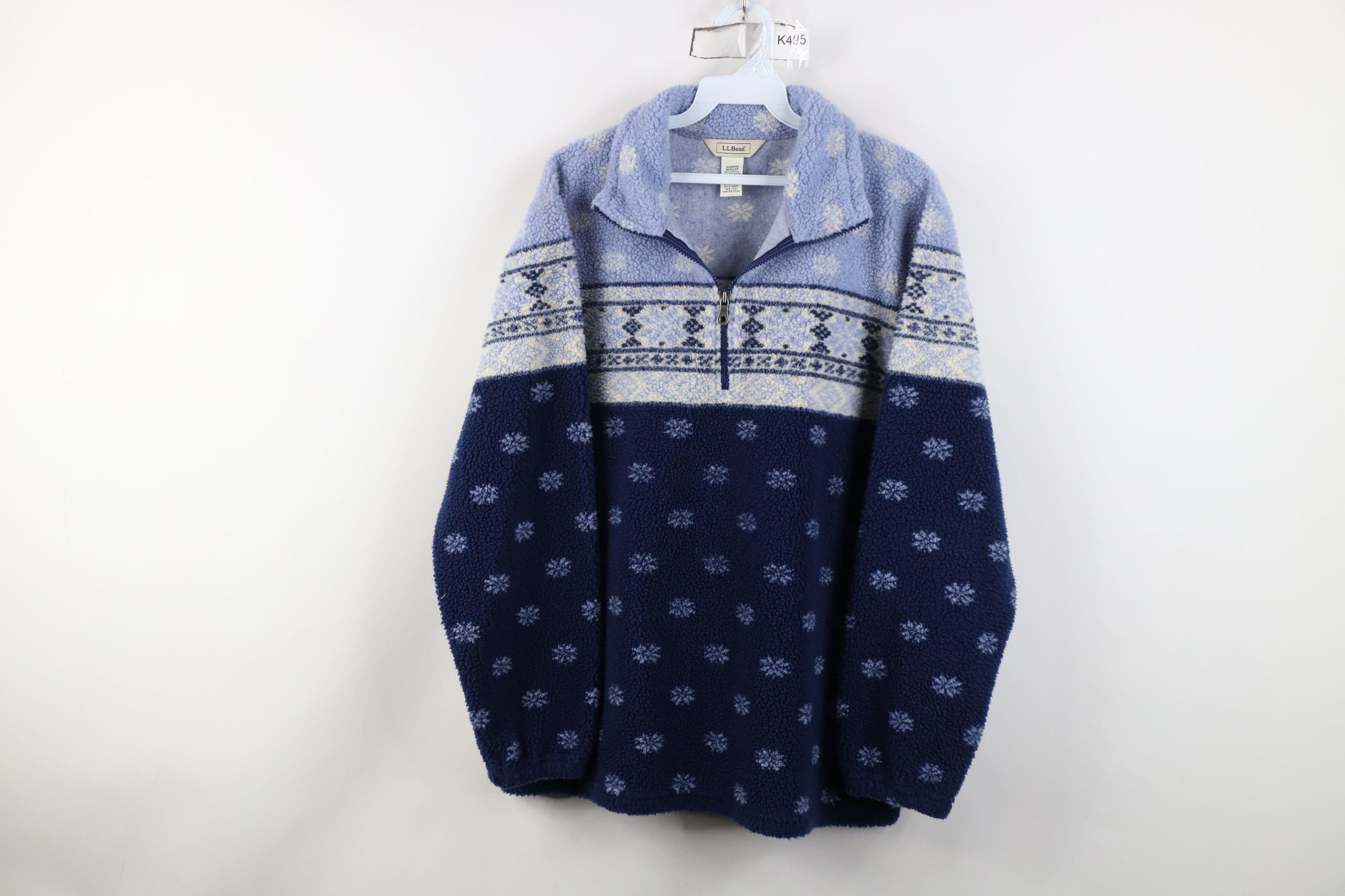 L.L. Bean Vintage LL Bean Fair Isle Deep Pile Fleece Half Zip Sweater Size L / US 10 / IT 46 - 1 Thumbnail