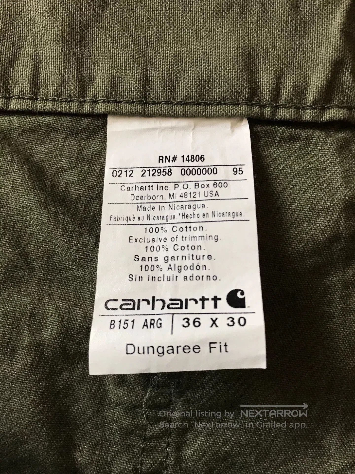 Carhartt Carhartt B151 ARG Canvas Work Pants. Size US 36 / EU 52 - 9 Thumbnail