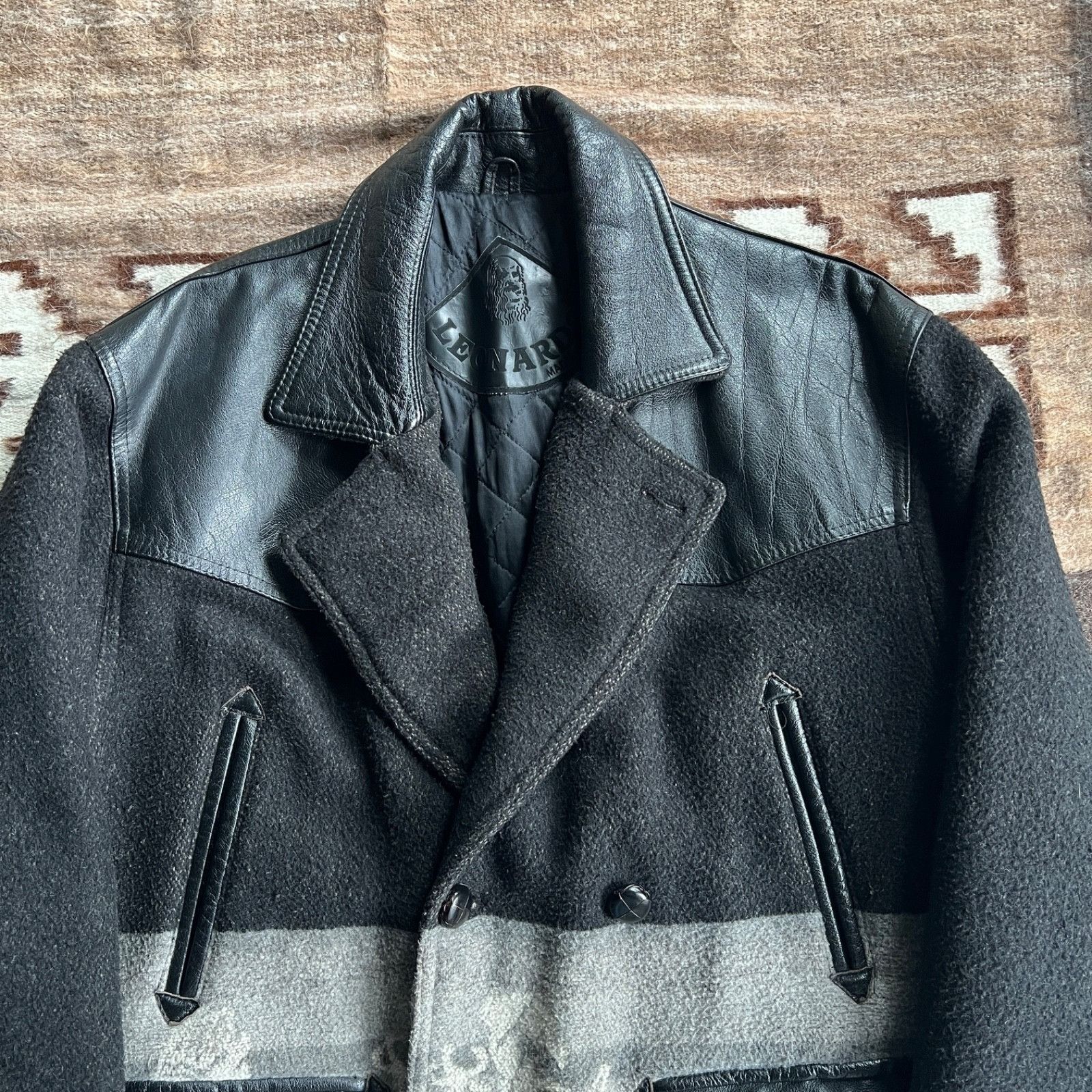 Leather Leonardo Leather Wool Blend Western Vintage Jacket 9574AC Size US L / EU 52-54 / 3 - 6 Thumbnail