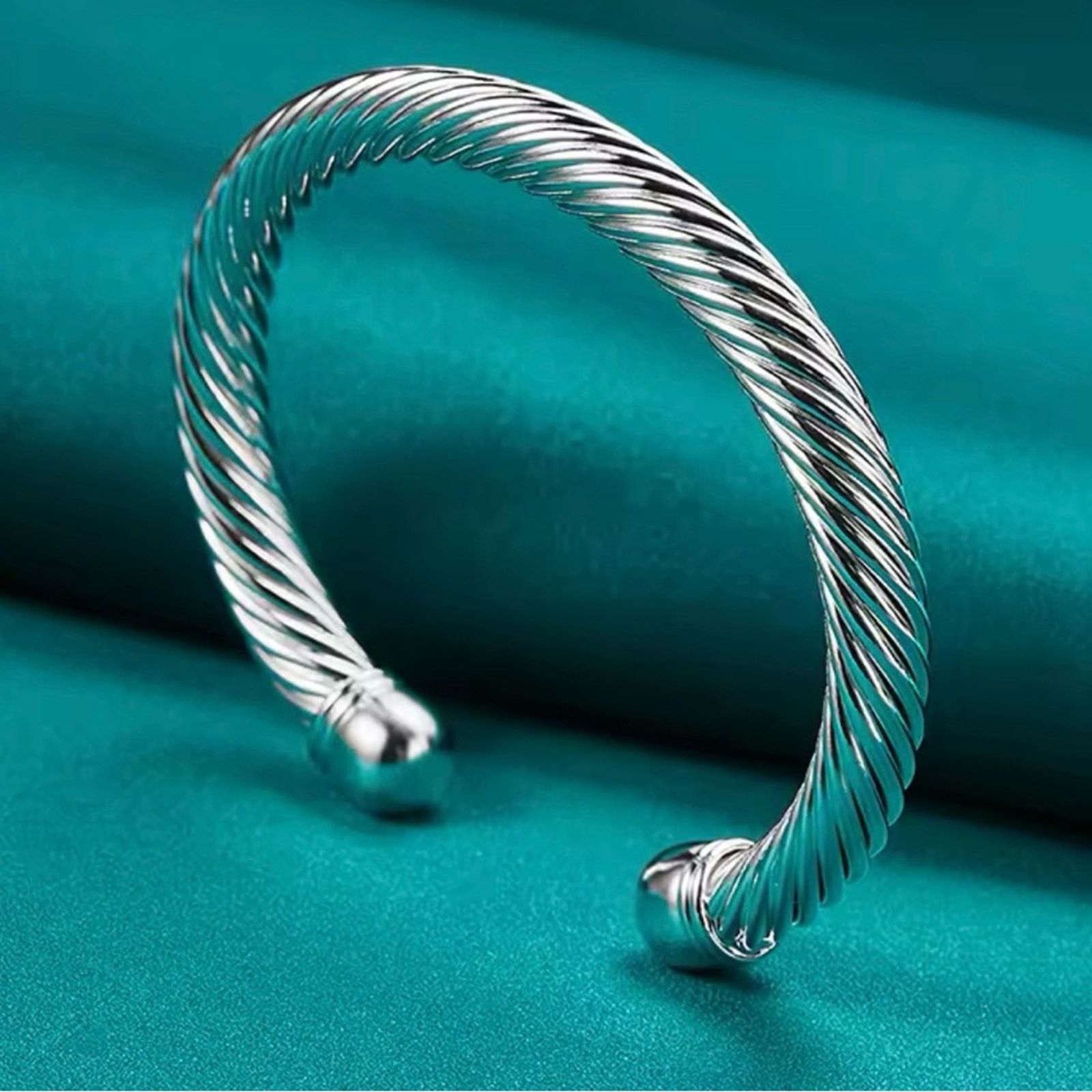 Other Sterling Silver Thick Bangle Bracelet for Woman Man Size ONE SIZE - 1 Thumbnail