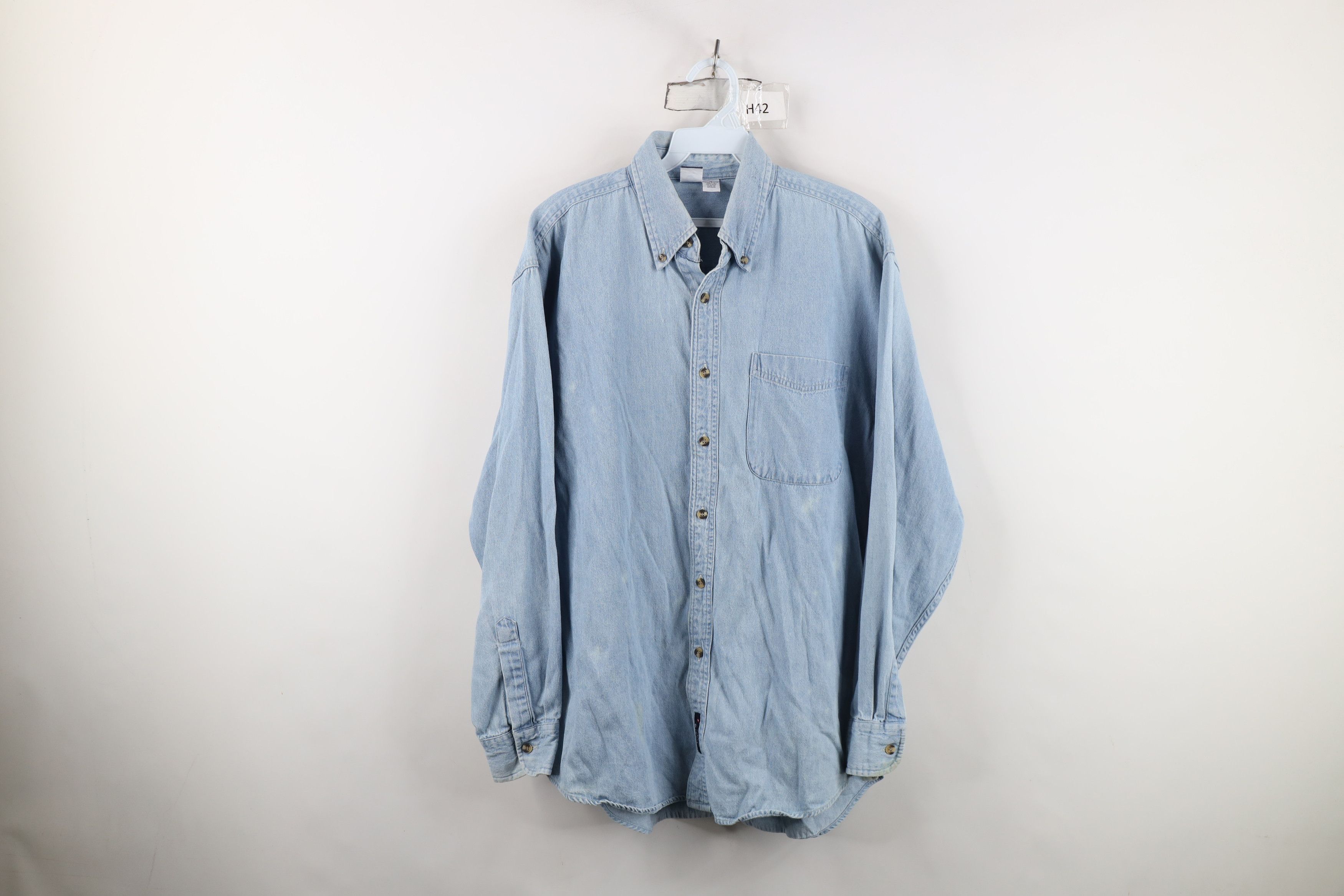 Vintage Vintage 90s Streetwear Denim Jean Button Down Shirt Blue Size US M / EU 48-50 / 2 - 1 Thumbnail