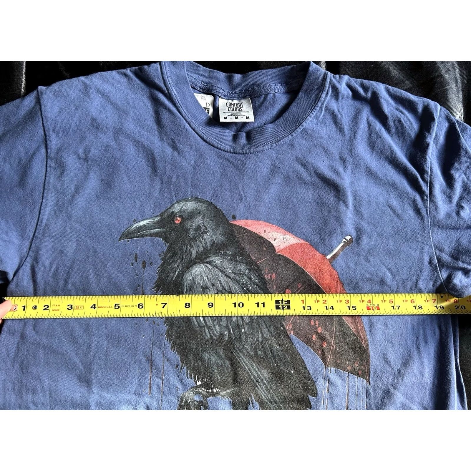 Comfort Colors NWT Comfort Colors T-Shirt Raven Crow Under Umbrella Gothic Blue M Mens Size US M / EU 48-50 / 2 - 6 Thumbnail