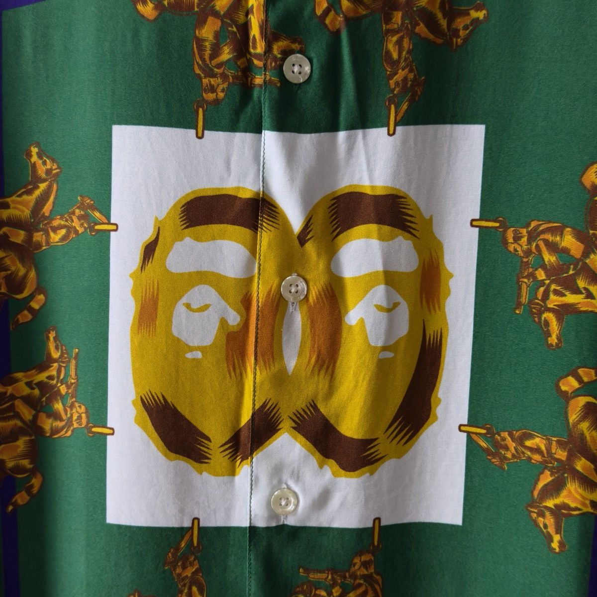 Bape Bape Double Ape Head Relaxed Shirt Green 2021 Size US M / EU 48-50 / 2 - 5 Thumbnail
