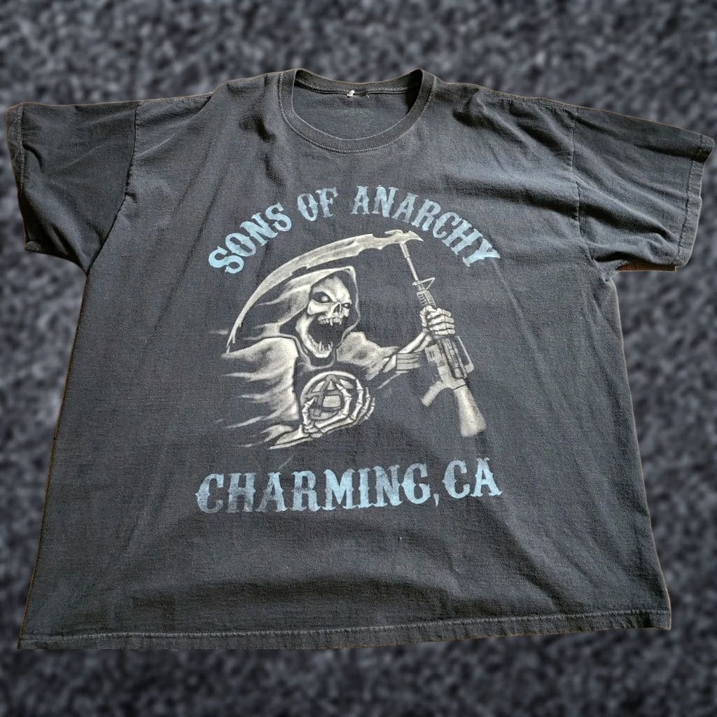 Doublet VINTAGE? 3XL Son of Anarchy SOA Grim Reaper T Shirt Black Double-Sided Mens Adult 3XL Short Sleeve Crew Neck Vintage Size US XXL / EU 58 / 5 - 1 Thumbnail
