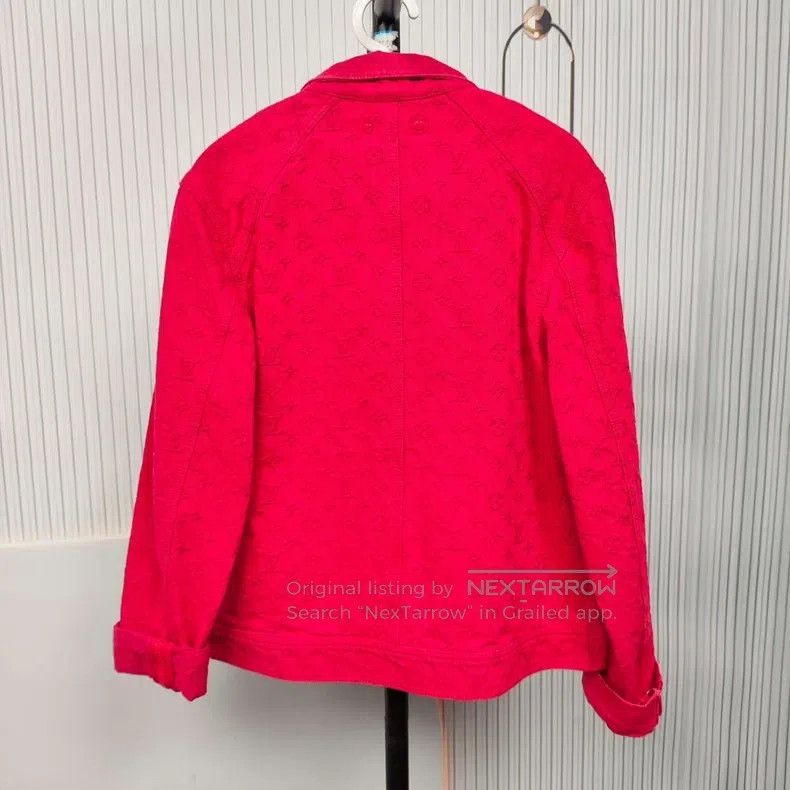 Louis Vuitton Louis Vuitton Red old flower denim jacket with logo jacket Size US S / EU 44-46 / 1 - 2 Thumbnail