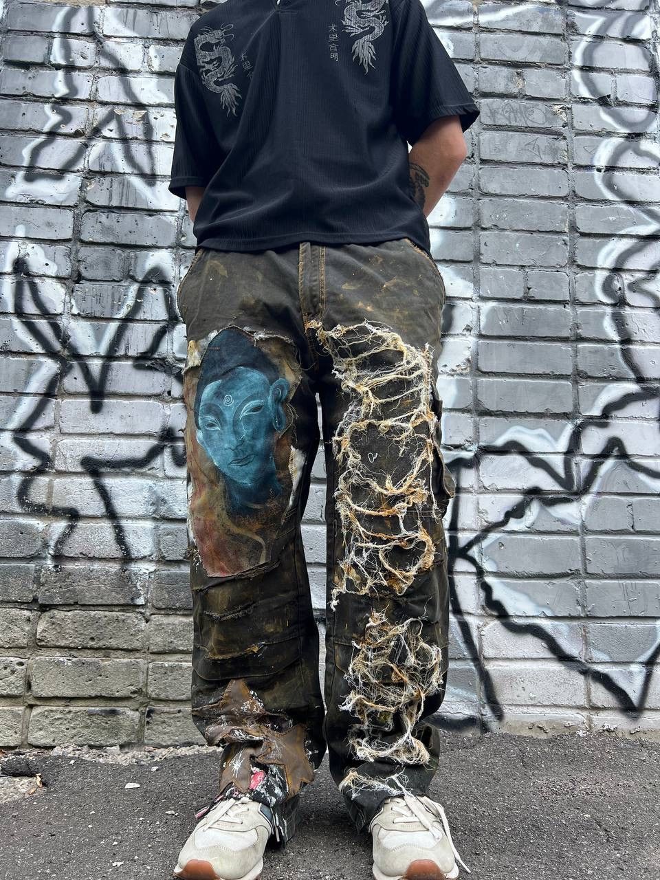 Handmade × Japanese Brand 1of1 custom Distressed Pants Buddha Size US 35 - 2 Thumbnail