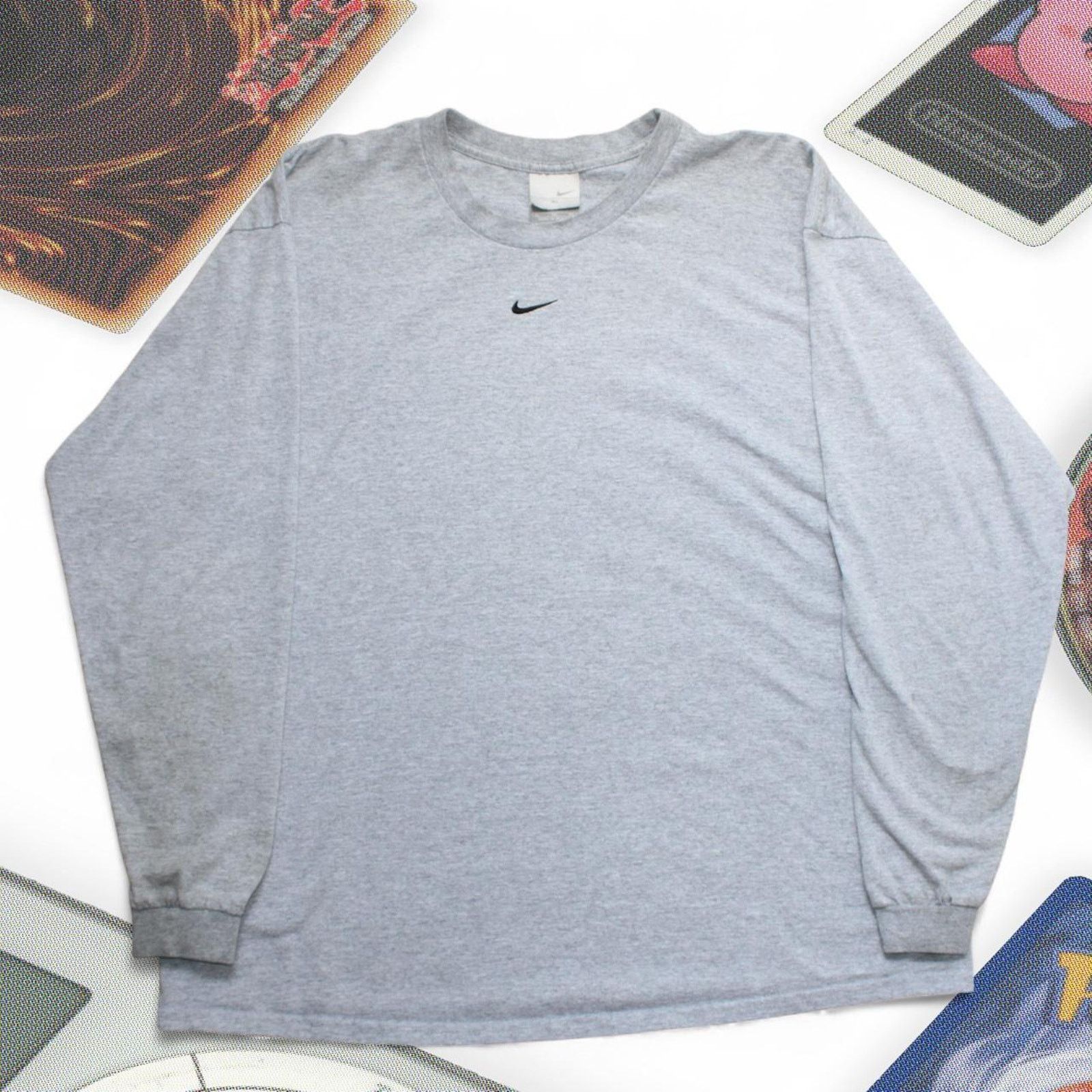 Nike Gray Vintage Y2K Nike Embroidered Swoosh Logo Long Sleeve Size US XL / EU 56 / 4 - 7 Thumbnail