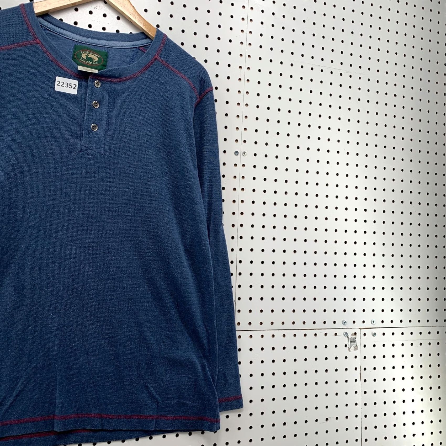 Vintage Stillwater Supply Co Henley Shirt Large Blue Long Sleeve Button Mens 21.5x30 Size US L / EU 52-54 / 3 - 4 Thumbnail
