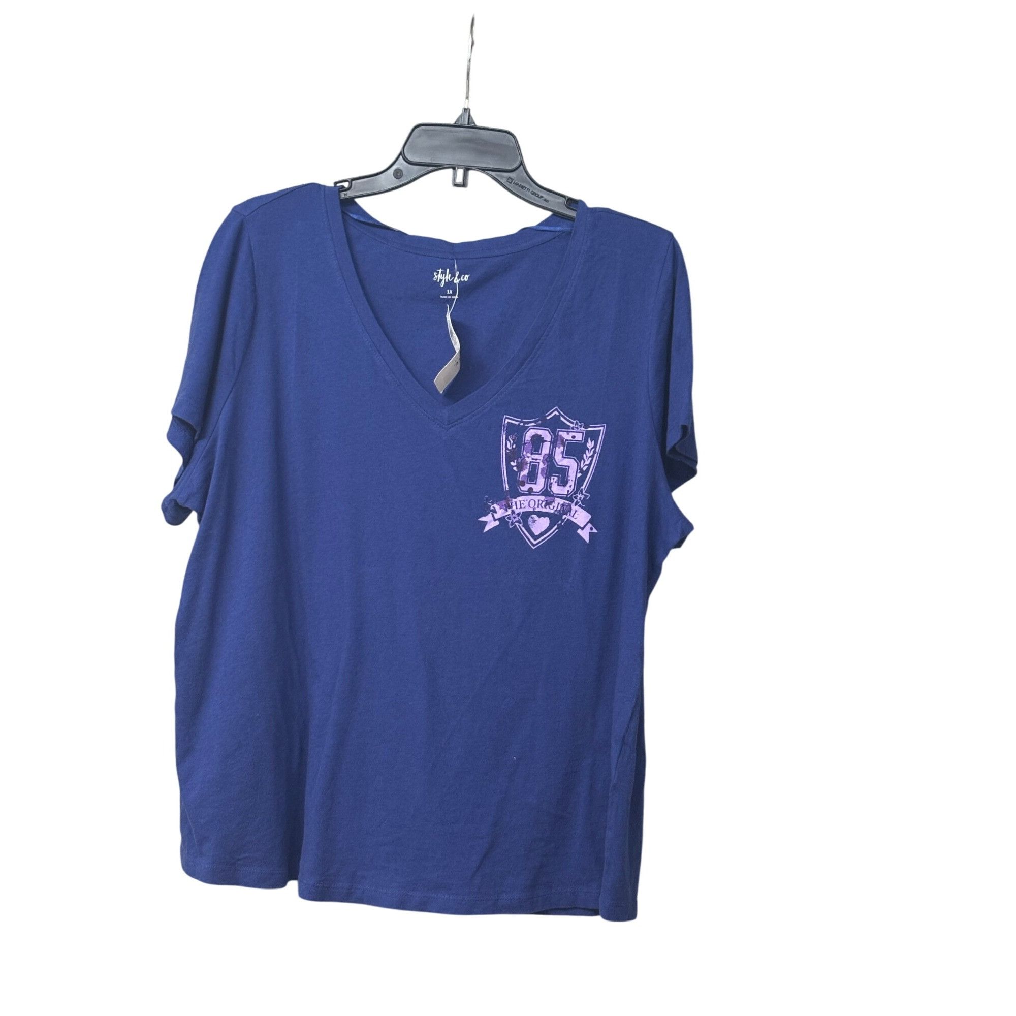 Style & Co Style & Co Womens Plus Size Cotton Graphic-Print Top Navy S Size ONE SIZE - 6 Thumbnail