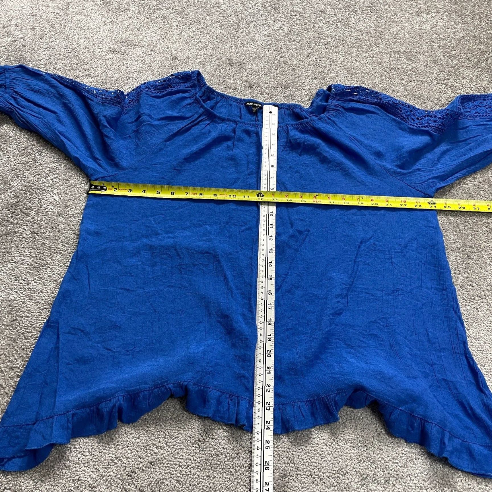 Nique Unique Spectrum Blouse Off the Shoulder Womens 2XL Royal Blue Knit 3/4 Sleeve Casual Shirt Top Lightweight Breathable Size XXL / US 16-18 / IT 52-54 - 6 Thumbnail